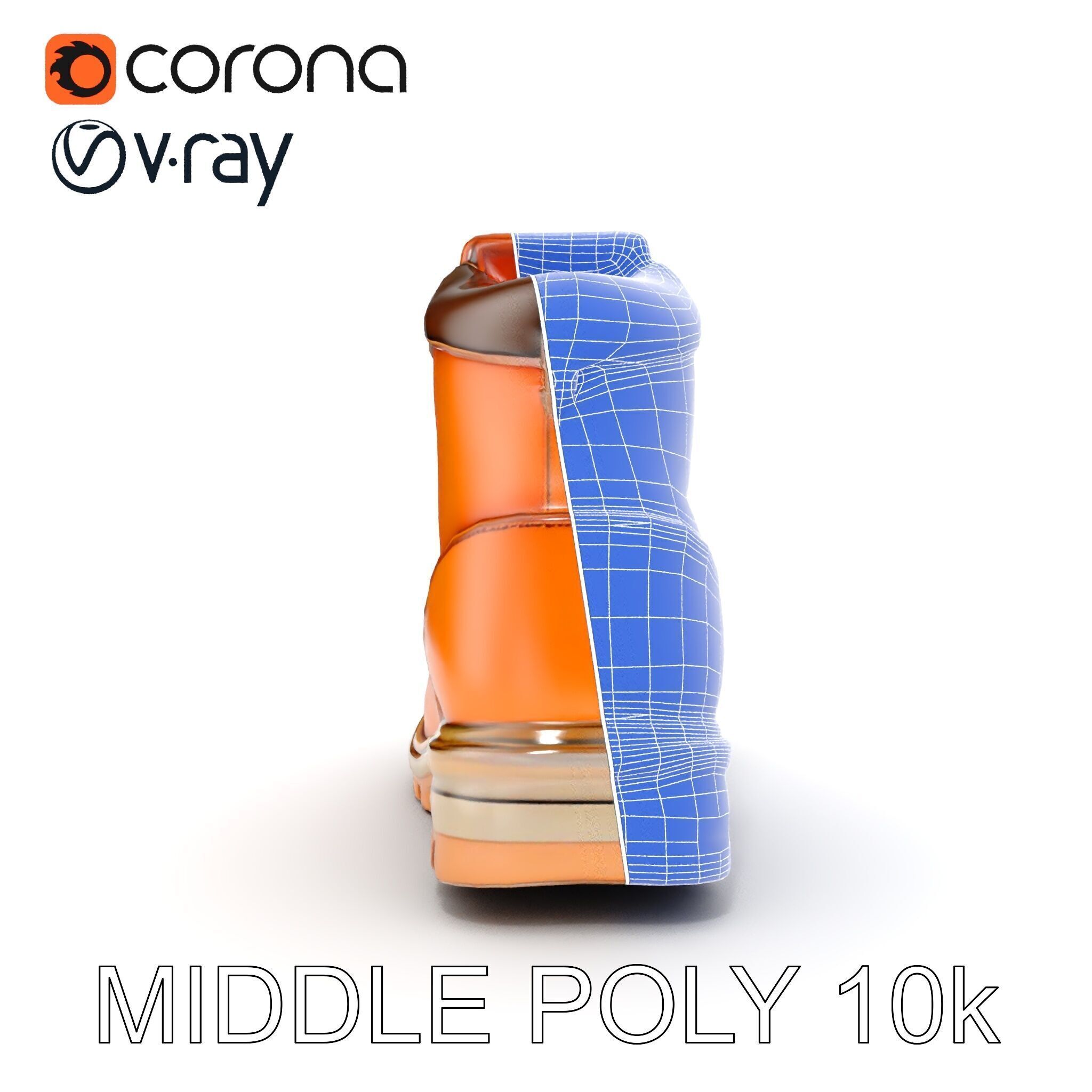 Leather Boot Model Pack with Detailed Textures Low-poly 3D model_21