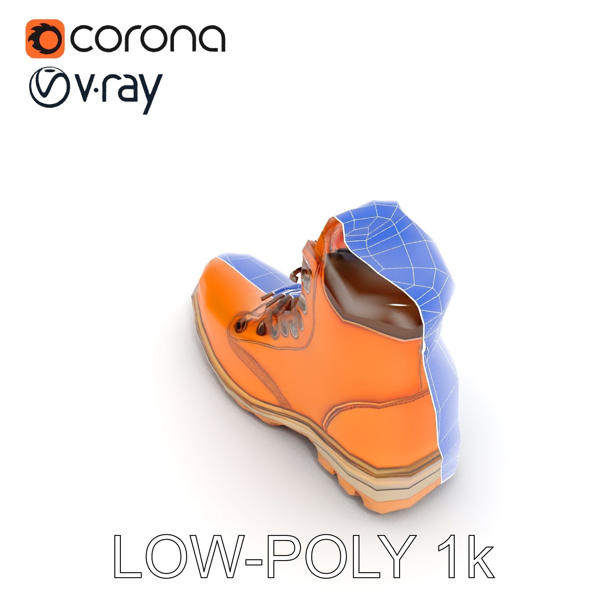 Leather Boot Model Pack with Detailed Textures Low-poly 3D model_28