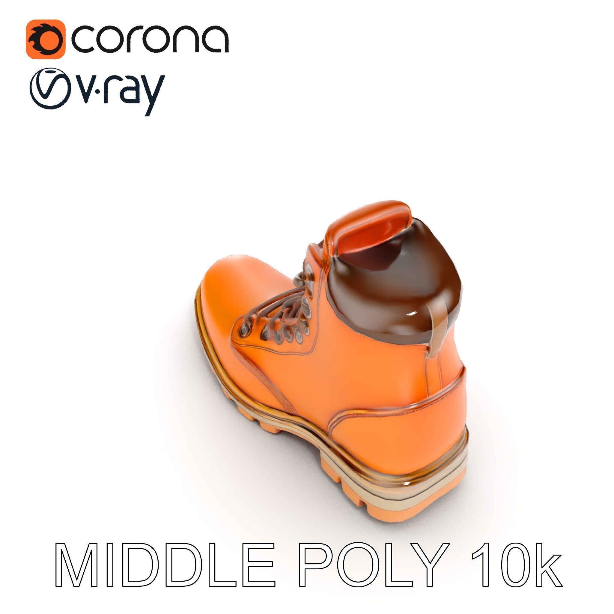 Leather Boot Model Pack with Detailed Textures Low-poly 3D model_12