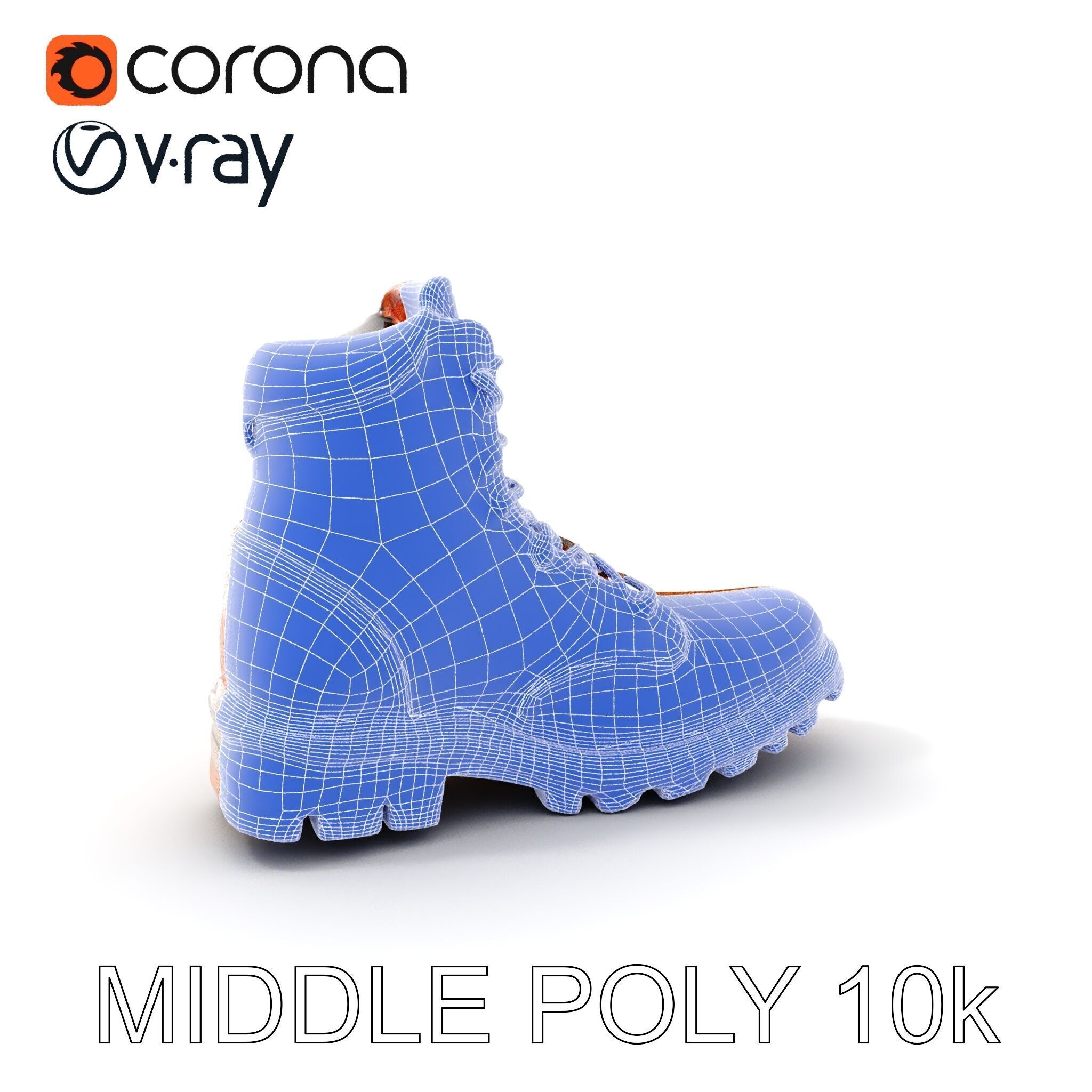 Leather Boot Model Pack with Detailed Textures Low-poly 3D model_15