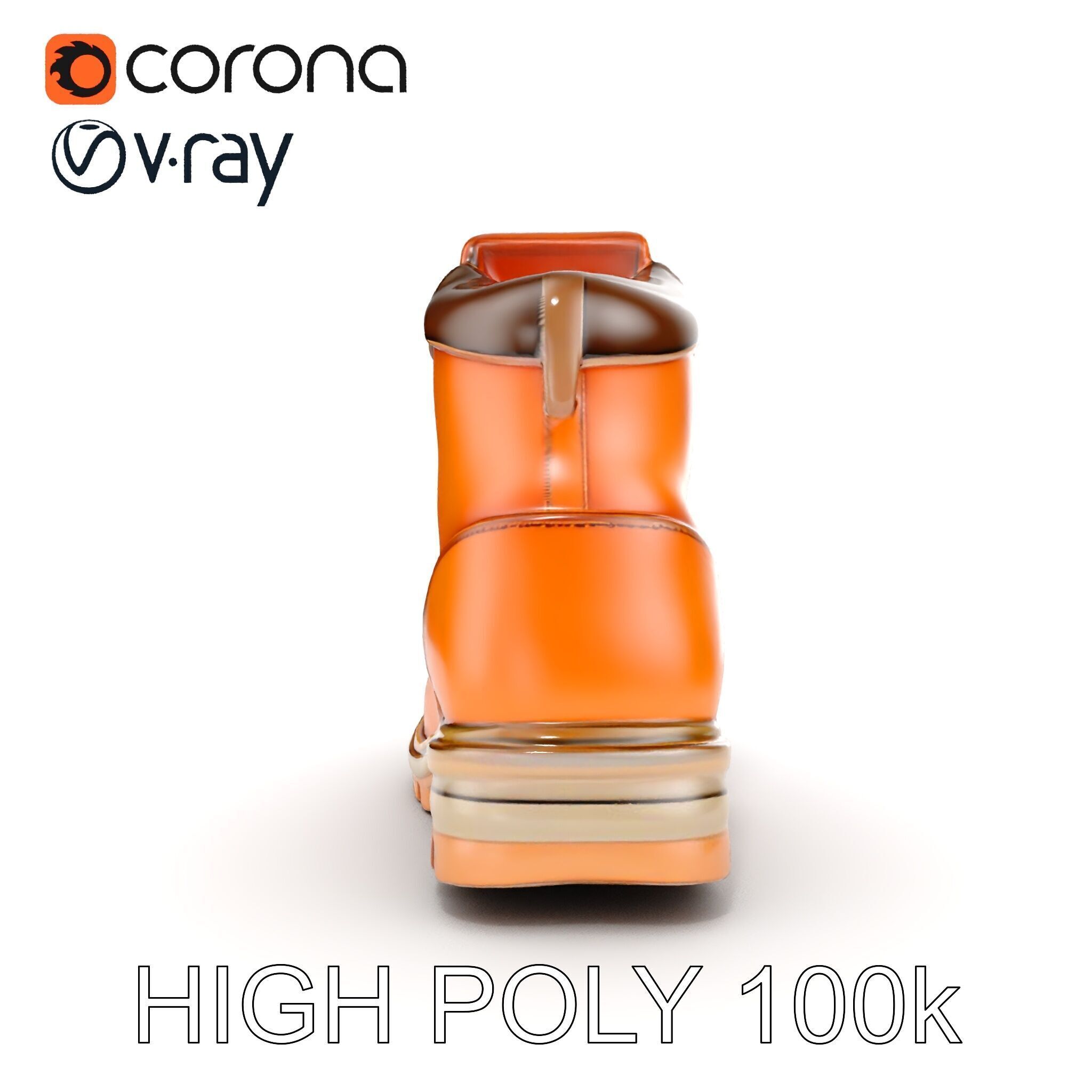 Leather Boot Model Pack with Detailed Textures Low-poly 3D model_14