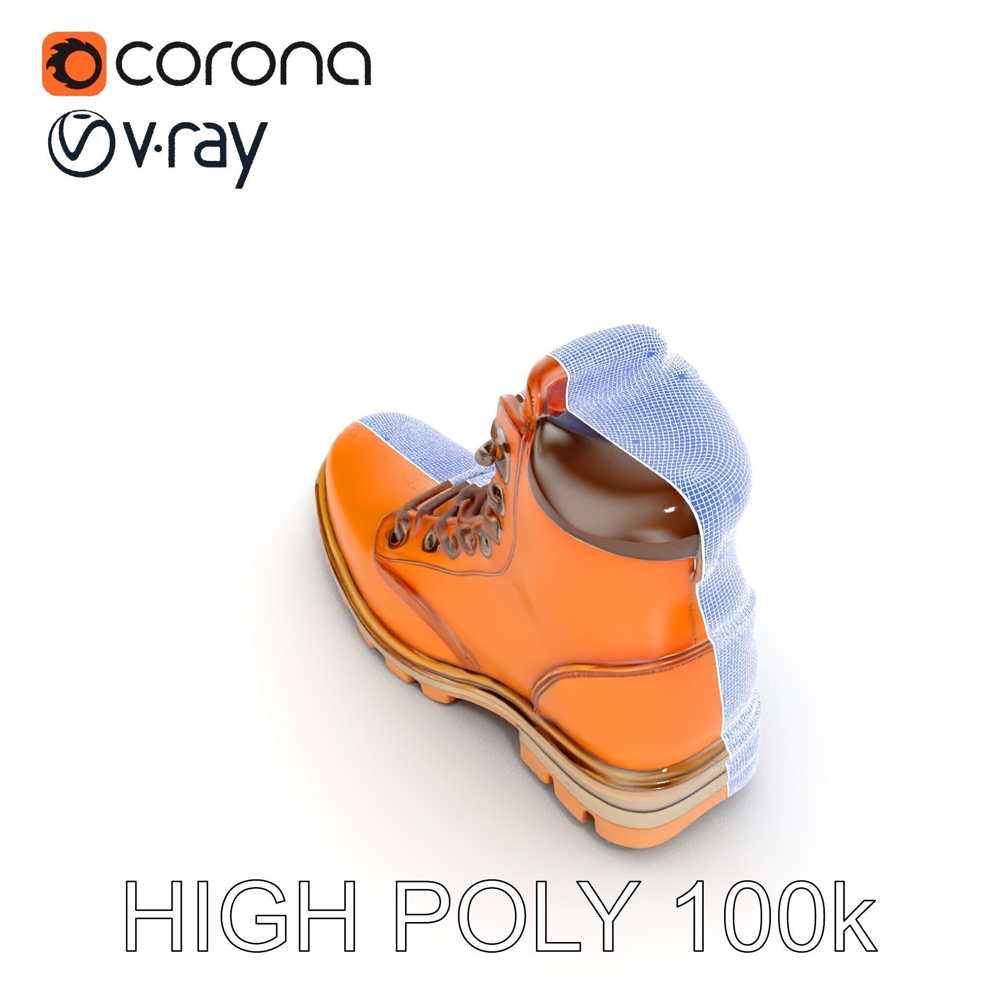 Leather Boot Model Pack with Detailed Textures Low-poly 3D model_29