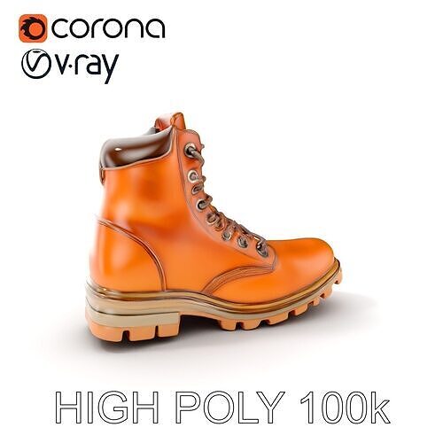 Leather Boot Model Pack with Detailed Textures Low-poly 3D model
