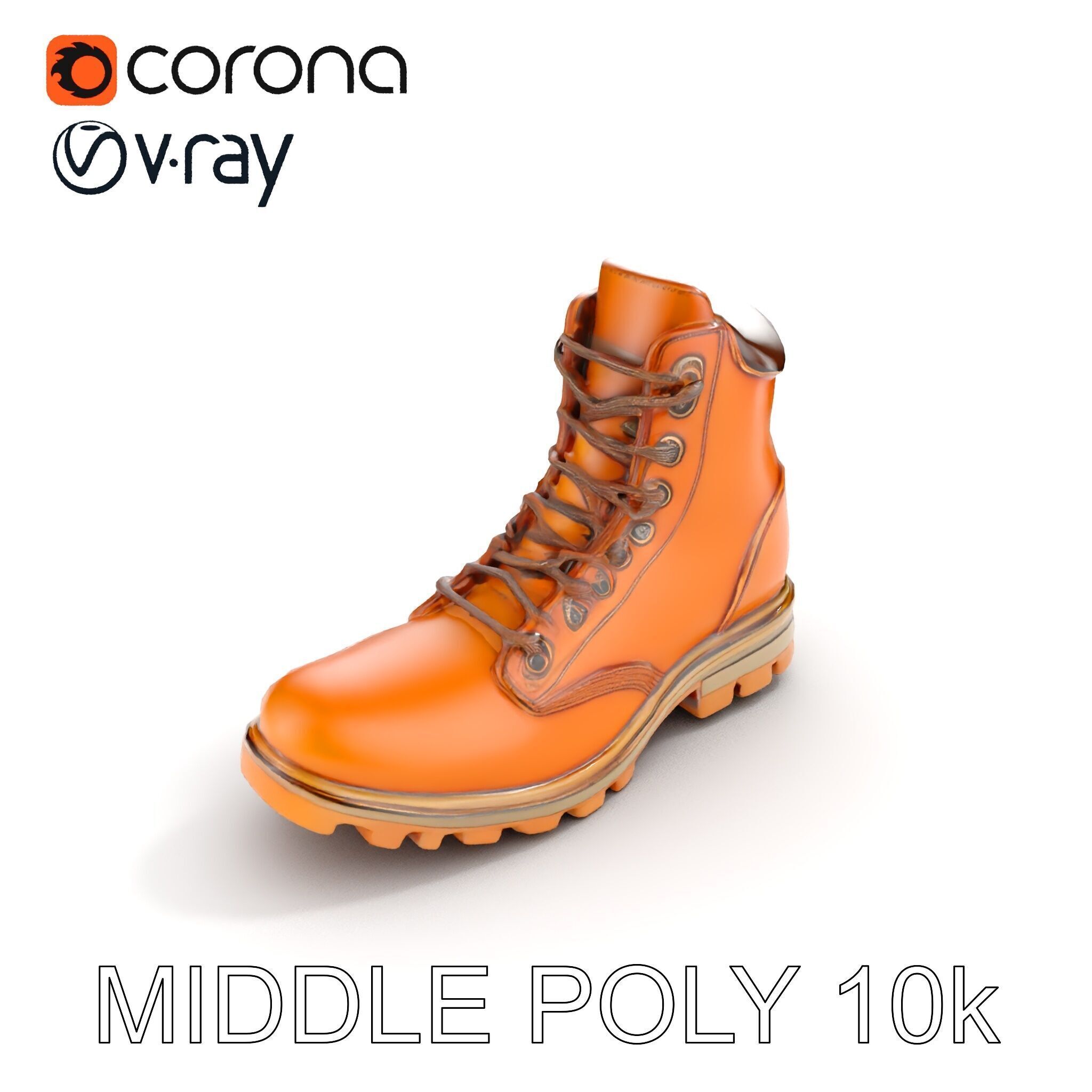 Leather Boot Model Pack with Detailed Textures Low-poly 3D model_6