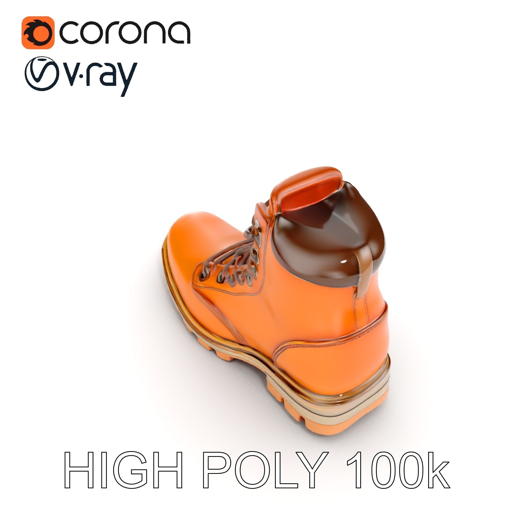 Leather Boot Model Pack with Detailed Textures Low-poly 3D model_23