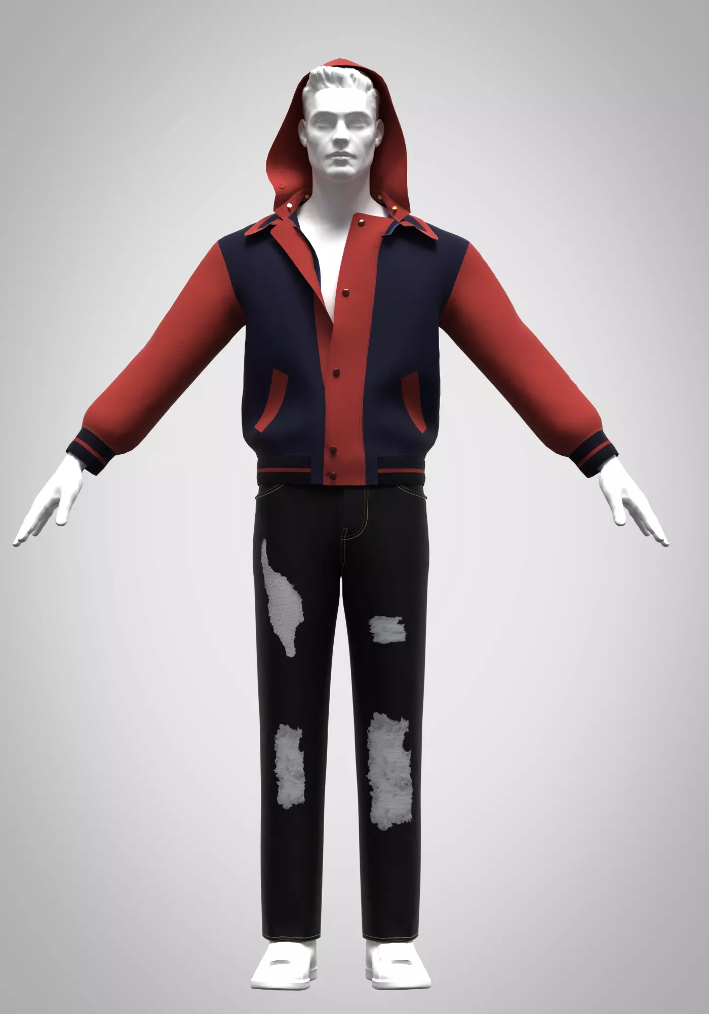 mens varsity jacket 3d rigged model Low-poly 3D model