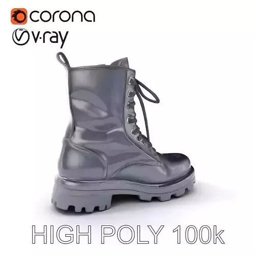 Black LaceUp Boot D Model Pack Low-poly 3D model