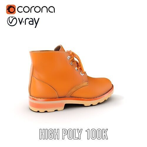 Stylish Leather Boot D Model Pack Low-poly 3D model