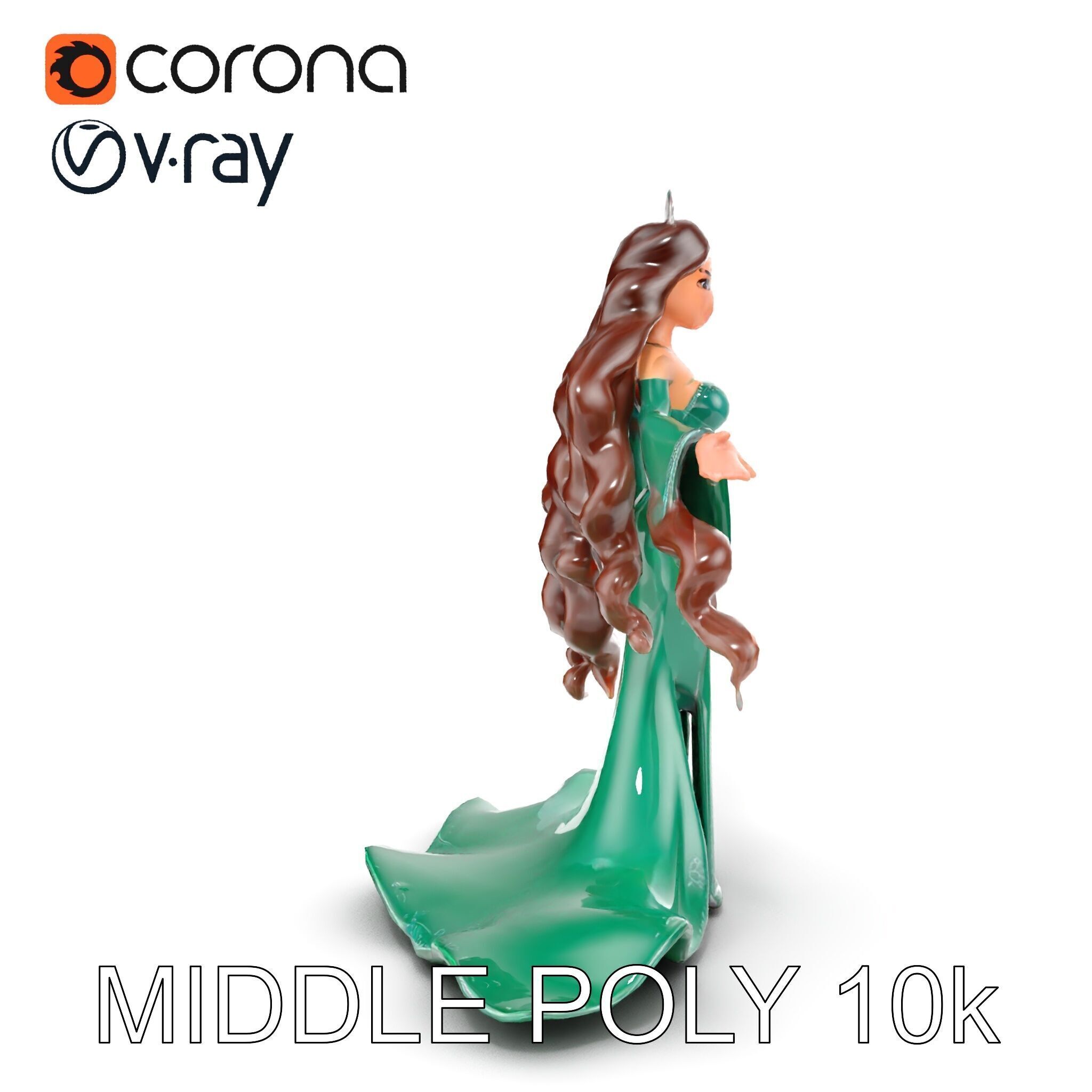 Elegant Princess Character Rigged and Animated for Games Low-poly 3D model_19