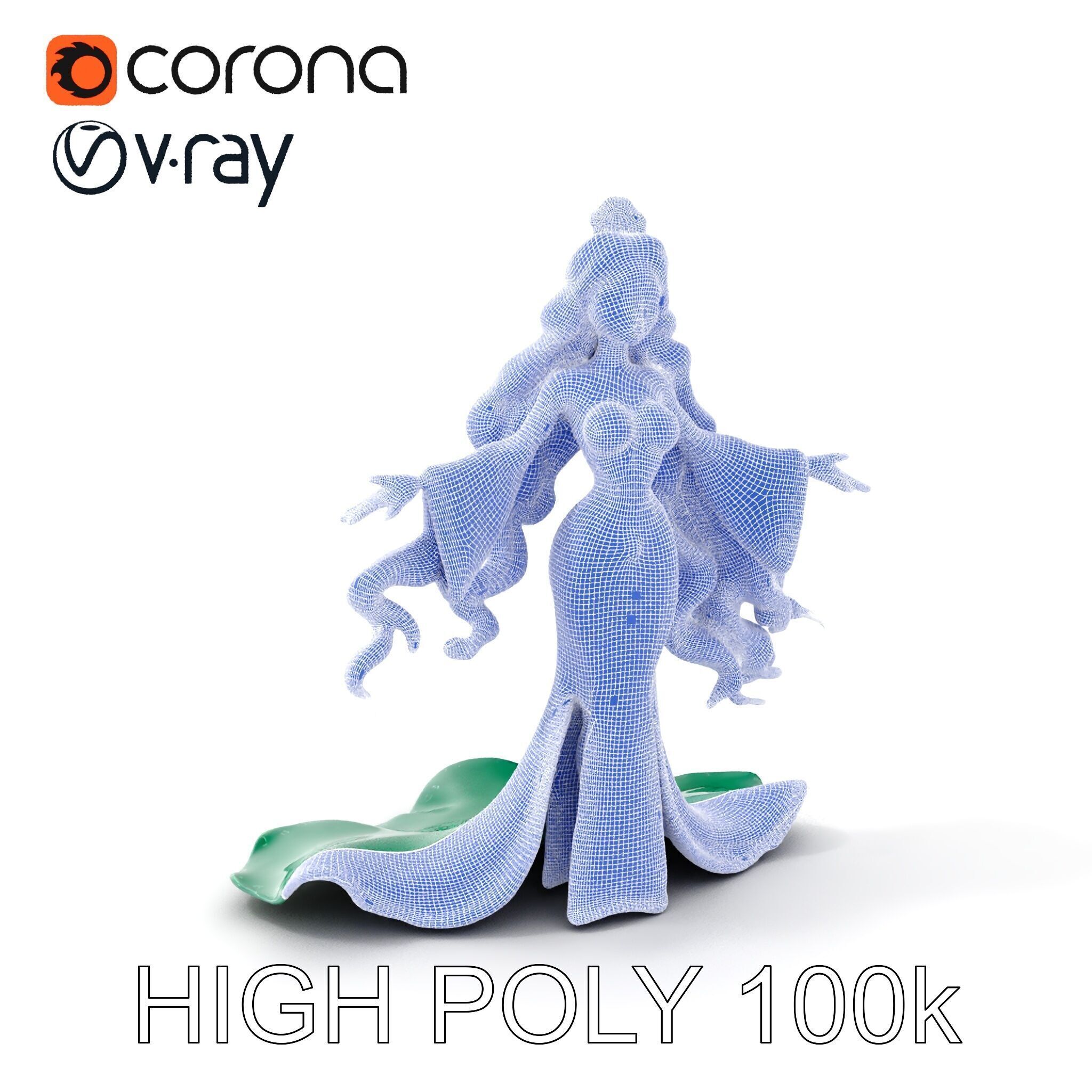 Elegant Princess Character Rigged and Animated for Games Low-poly 3D model_4