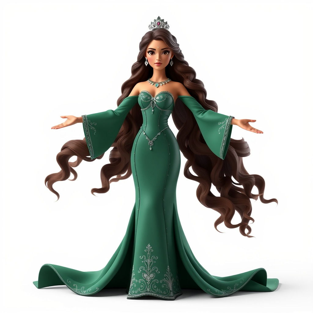 Elegant Princess Character Rigged and Animated for Games Low-poly 3D model_2