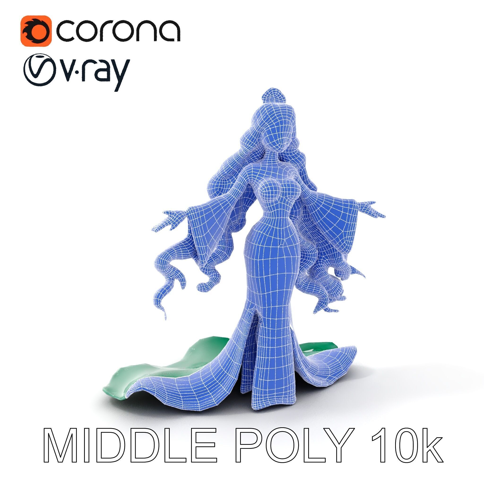 Elegant Princess Character Rigged and Animated for Games Low-poly 3D model_25