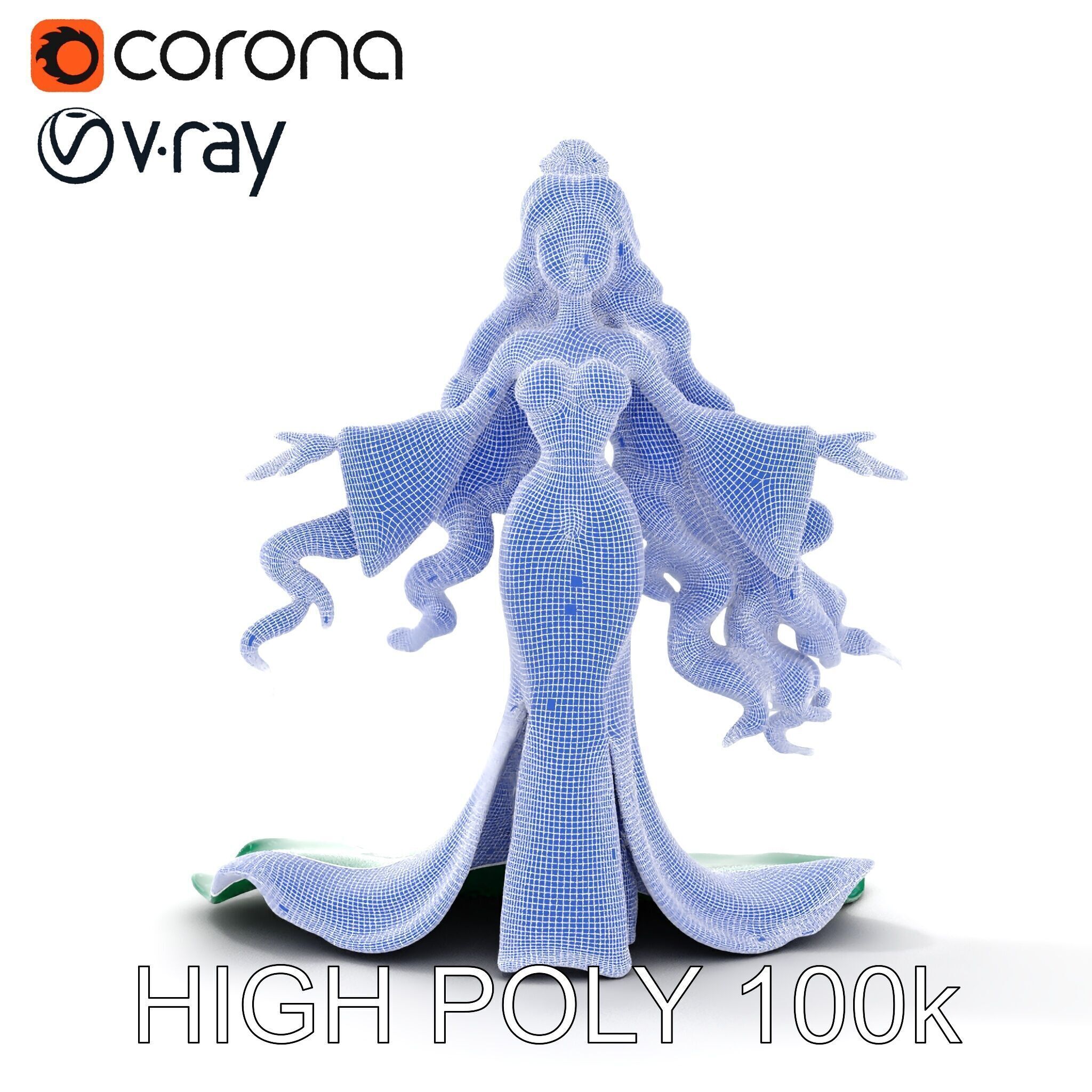 Elegant Princess Character Rigged and Animated for Games Low-poly 3D model_35