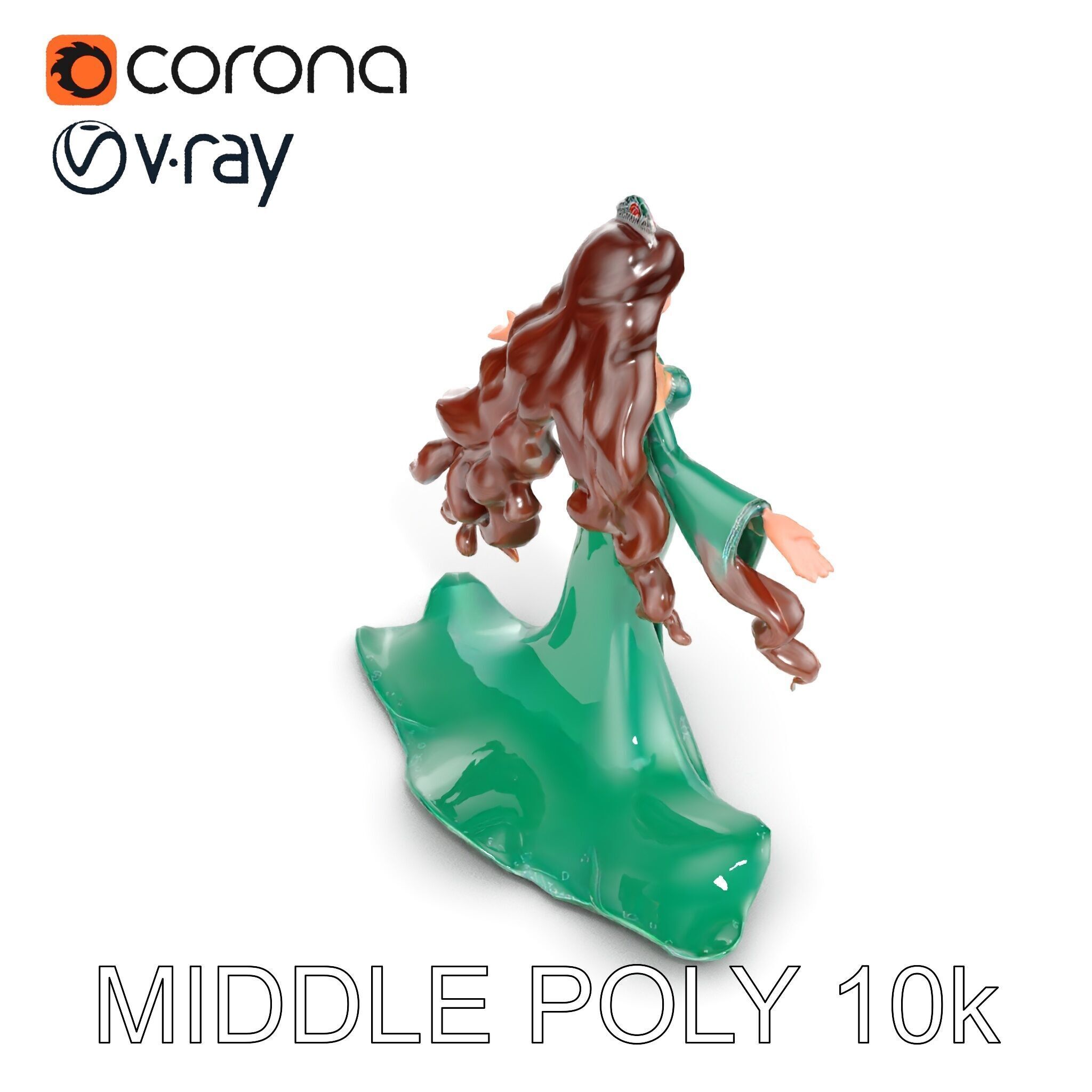 Elegant Princess Character Rigged and Animated for Games Low-poly 3D model_30