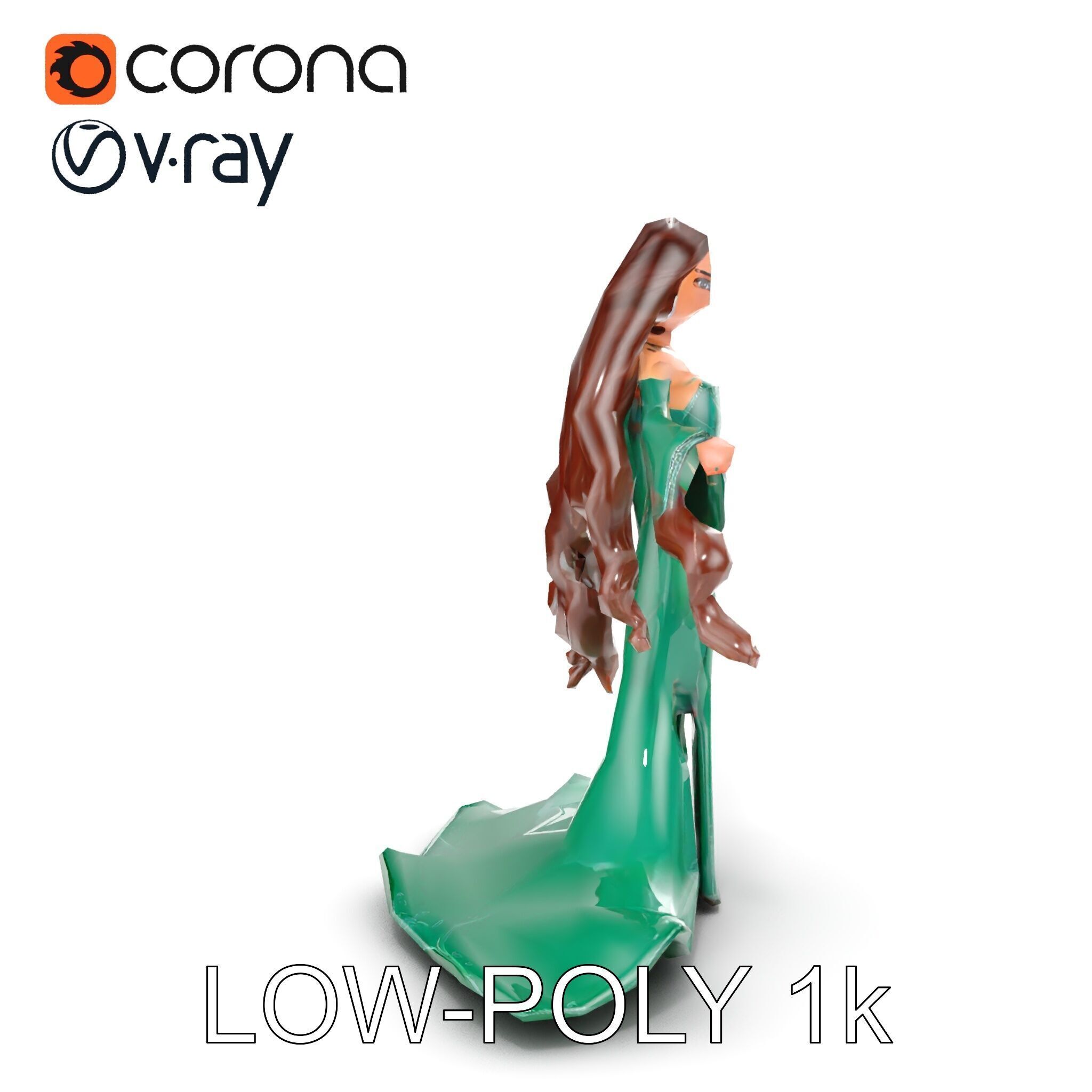 Elegant Princess Character Rigged and Animated for Games Low-poly 3D model_23