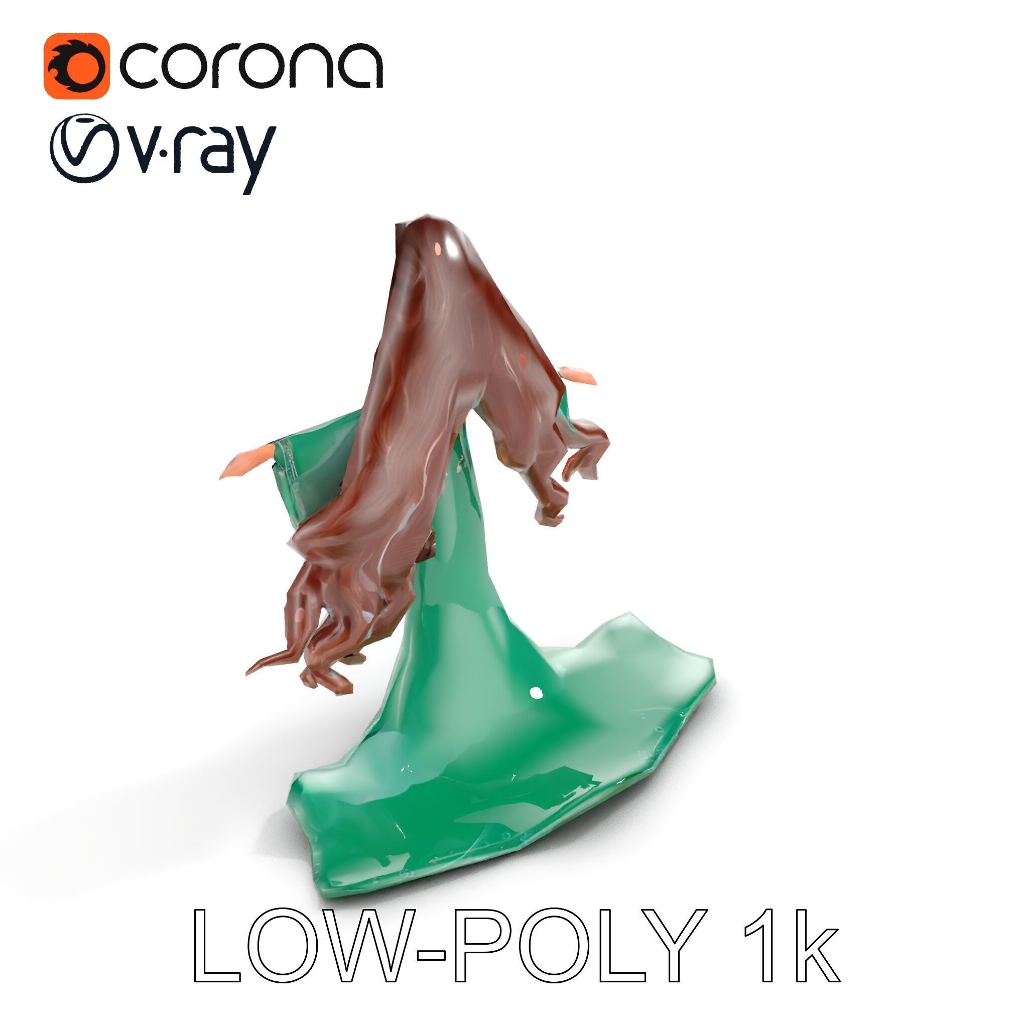 Elegant Princess Character Rigged and Animated for Games Low-poly 3D model_9