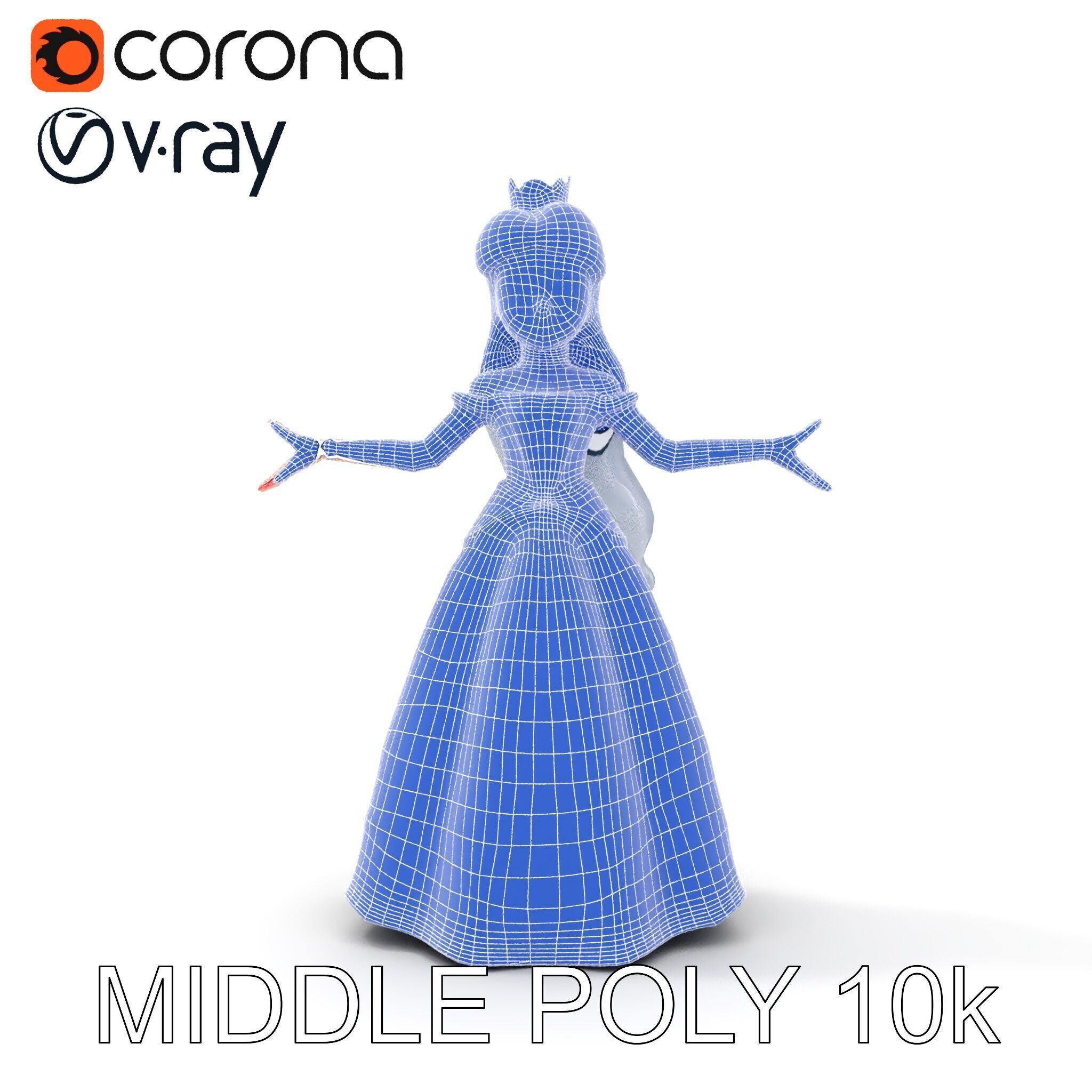 Elegant Princess Character Model Rigged and Animated  Low-poly 3D model_30