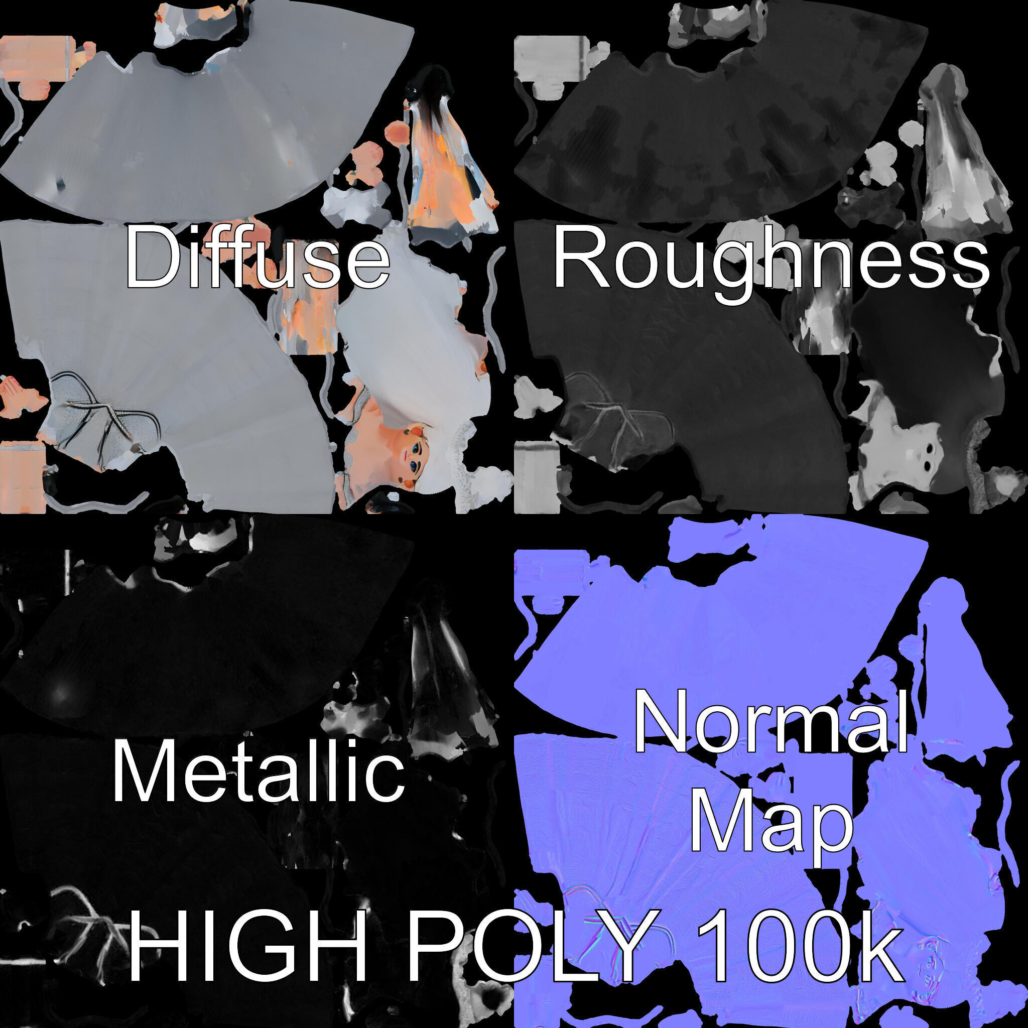 Elegant Princess Character Model Rigged and Animated  Low-poly 3D model_3