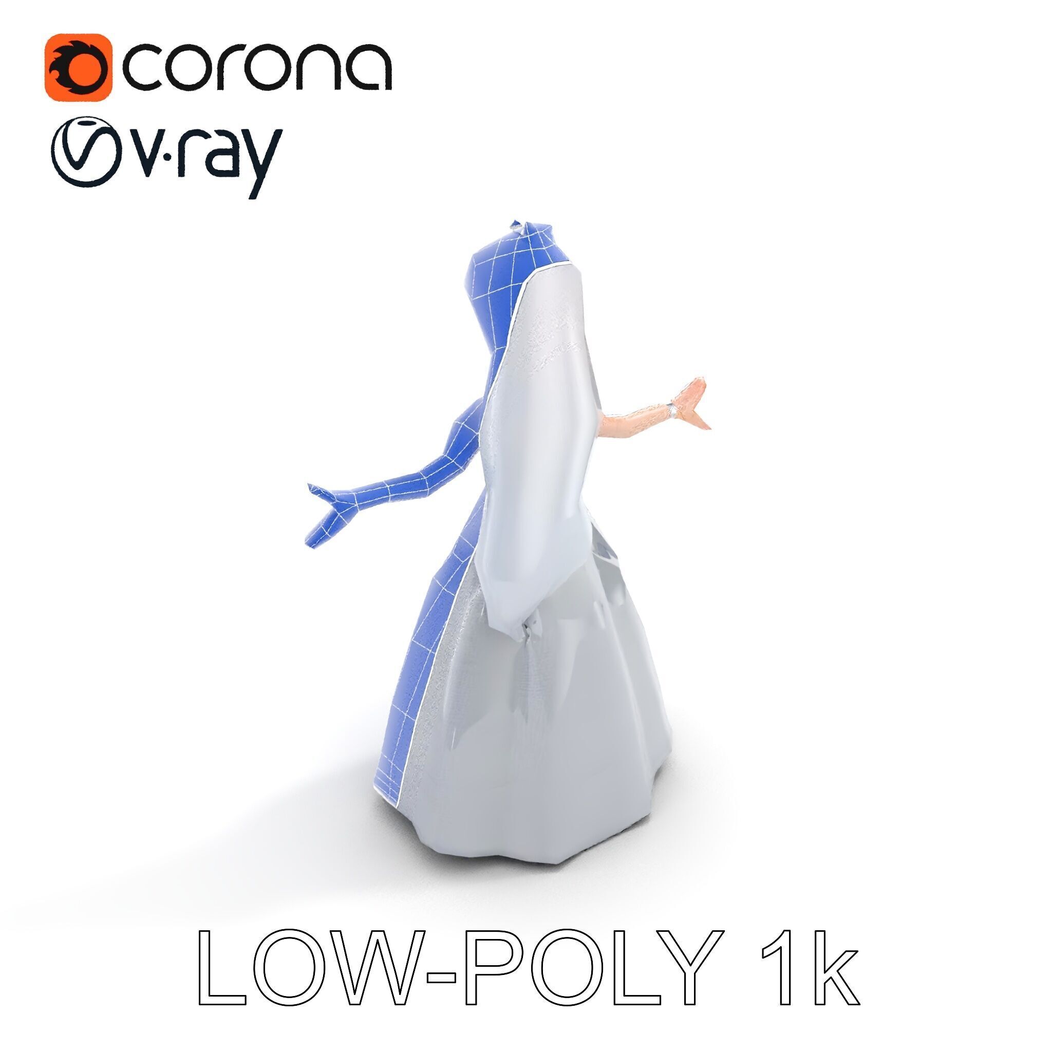 Elegant Princess Character Model Rigged and Animated  Low-poly 3D model_31