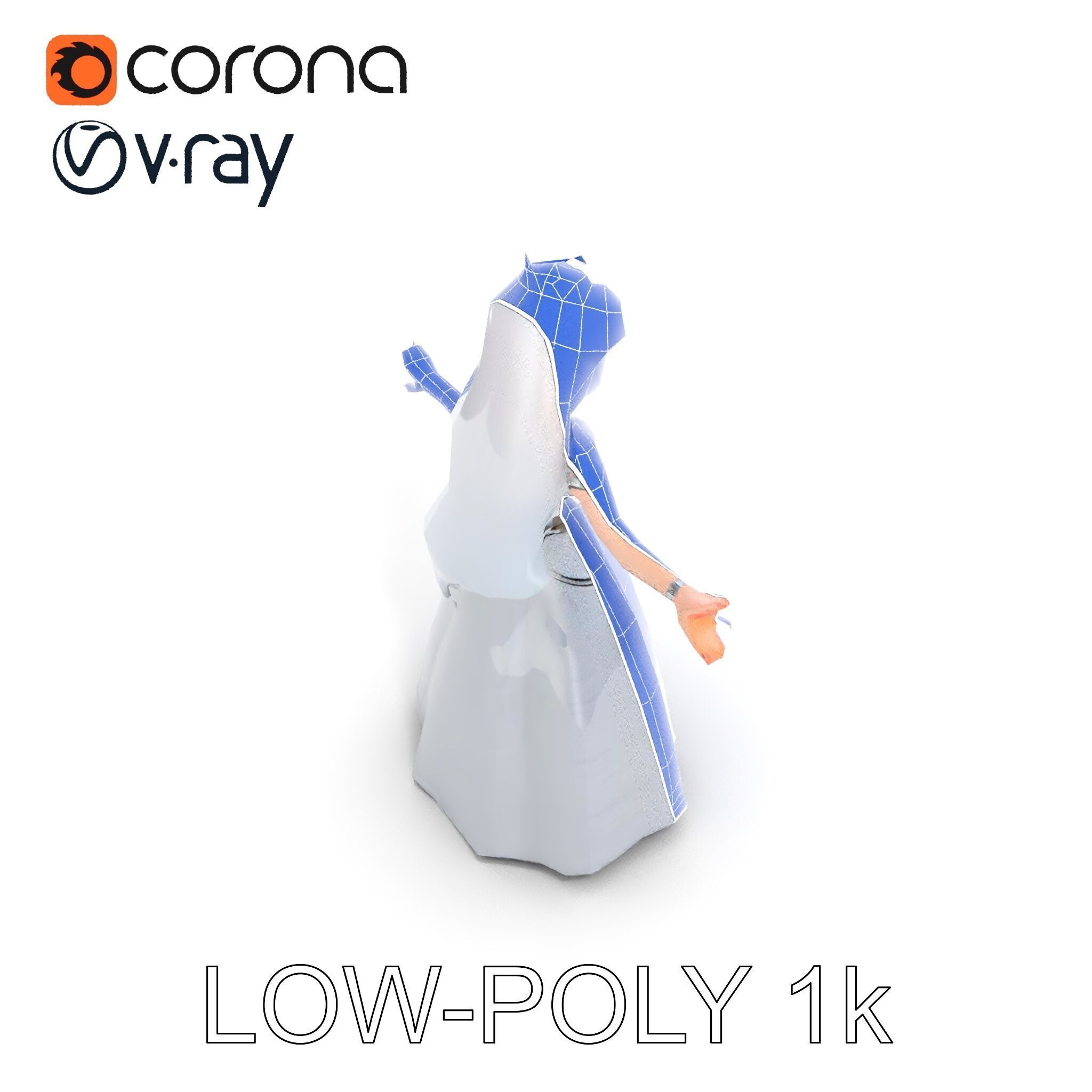 Elegant Princess Character Model Rigged and Animated  Low-poly 3D model_16