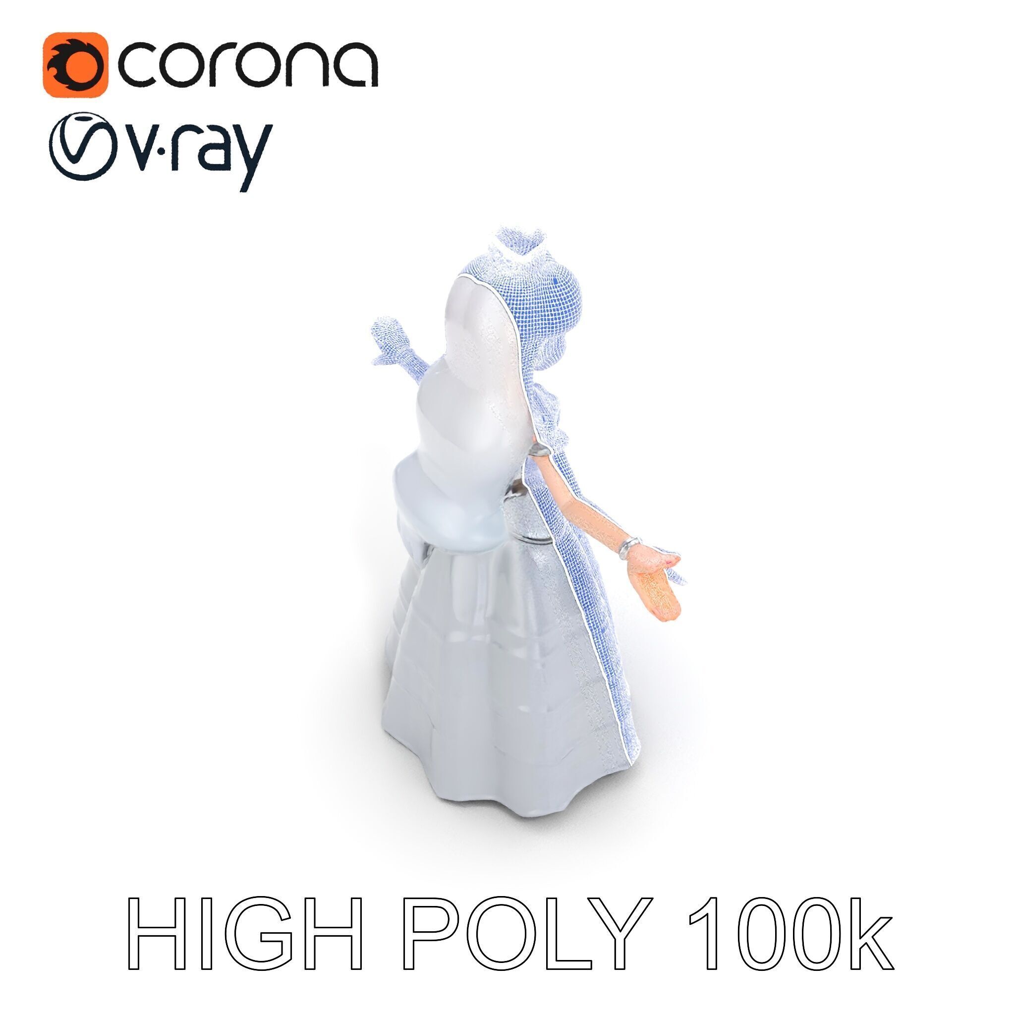 Elegant Princess Character Model Rigged and Animated  Low-poly 3D model_32