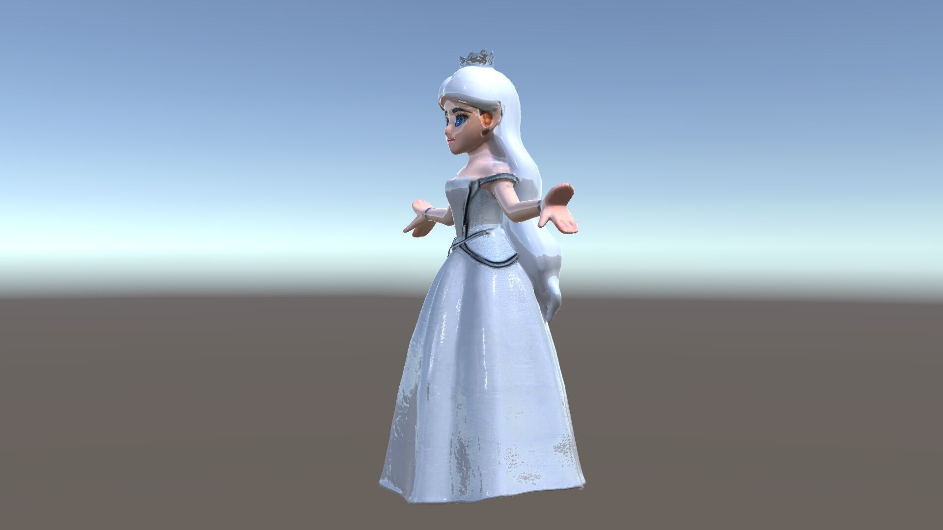 Elegant Princess Character Model Rigged and Animated  Low-poly 3D model_37