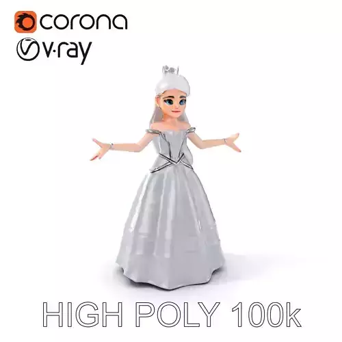 Elegant Princess Character Model Rigged and Animated  Low-poly 3D model