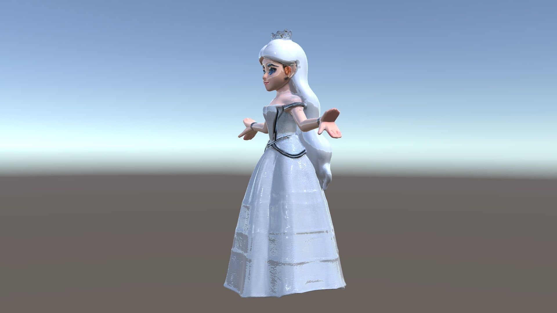 Elegant Princess Character Model Rigged and Animated  Low-poly 3D model_5