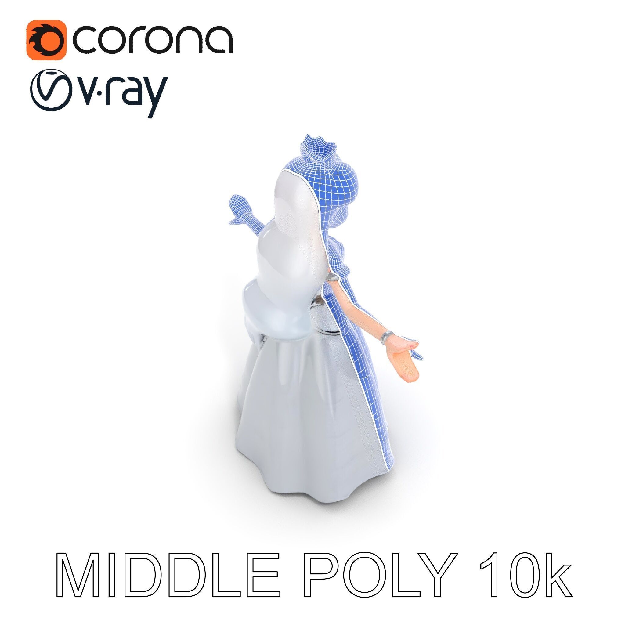 Elegant Princess Character Model Rigged and Animated  Low-poly 3D model_24