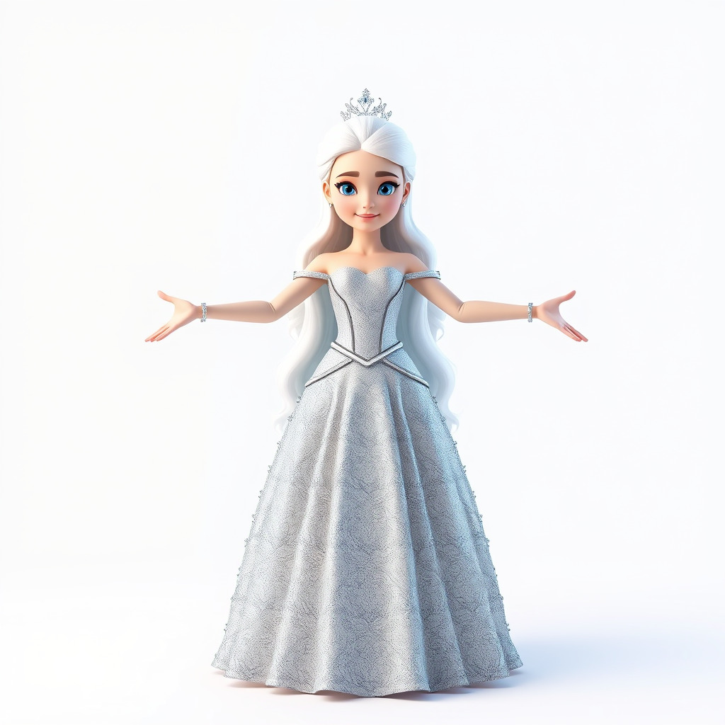 Elegant Princess Character Model Rigged and Animated  Low-poly 3D model_2