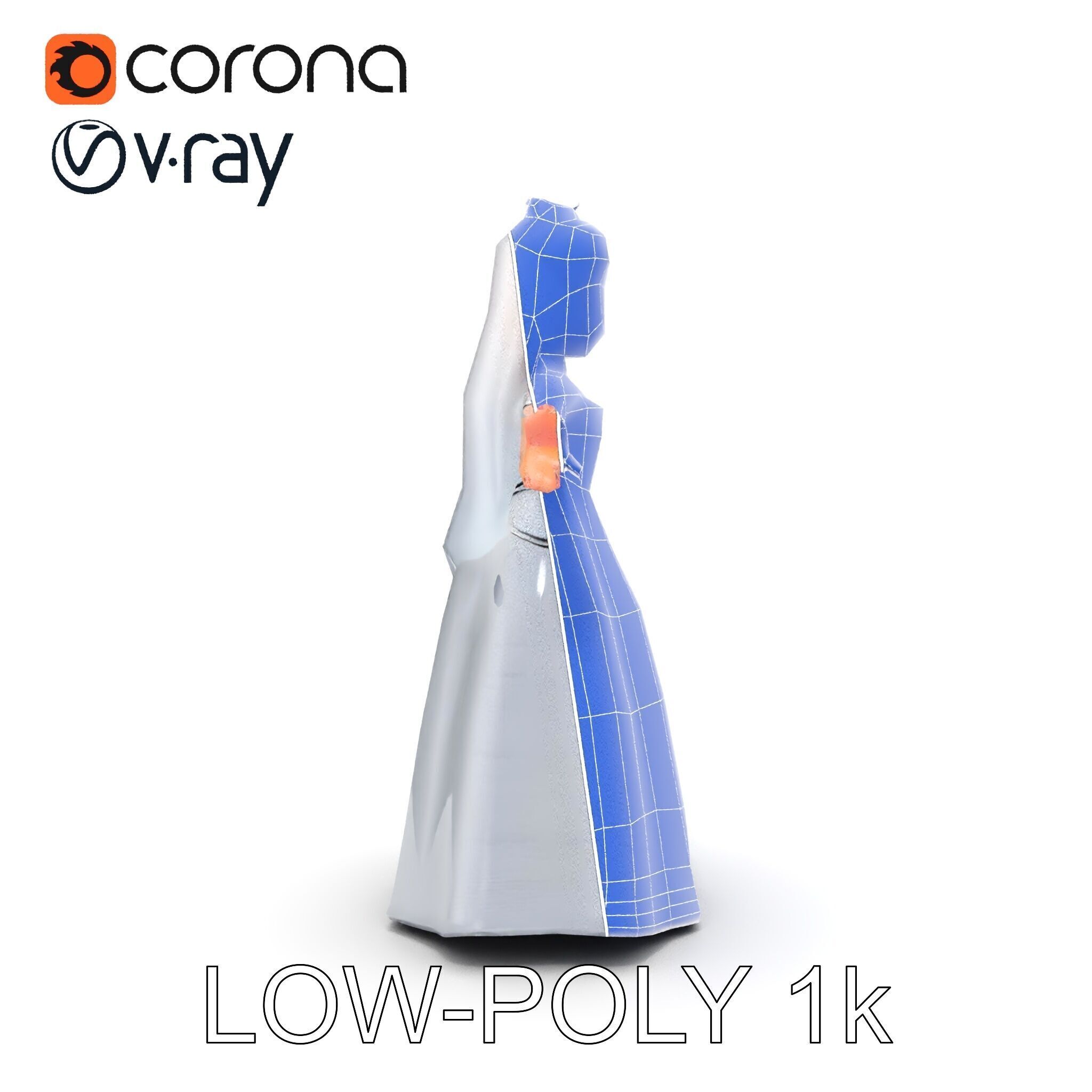 Elegant Princess Character Model Rigged and Animated  Low-poly 3D model_19