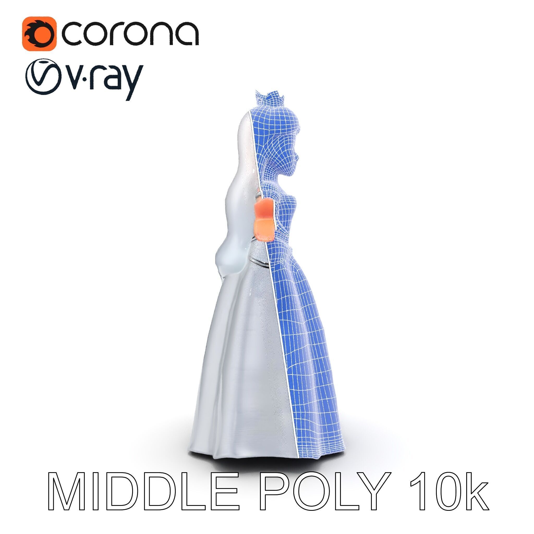 Elegant Princess Character Model Rigged and Animated  Low-poly 3D model_36