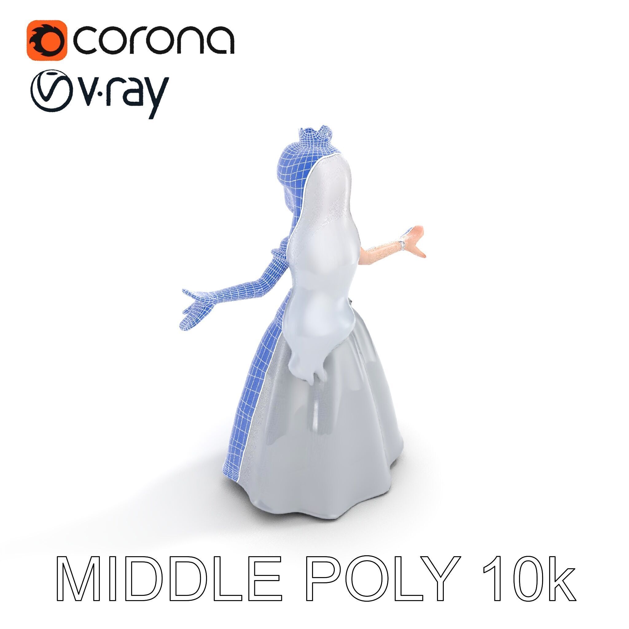 Elegant Princess Character Model Rigged and Animated  Low-poly 3D model_27