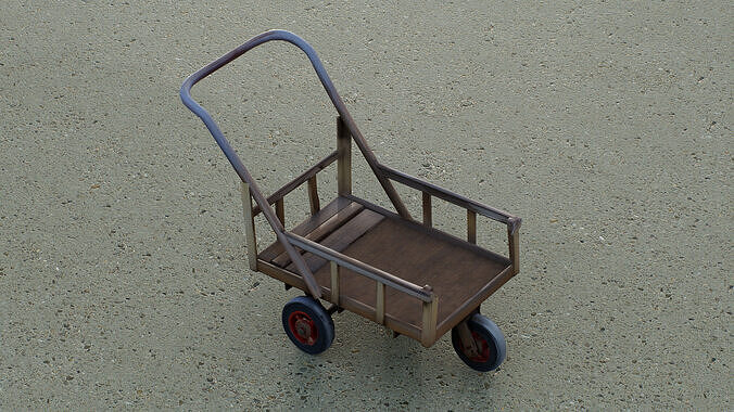 Retro handcart Low-poly 3D model