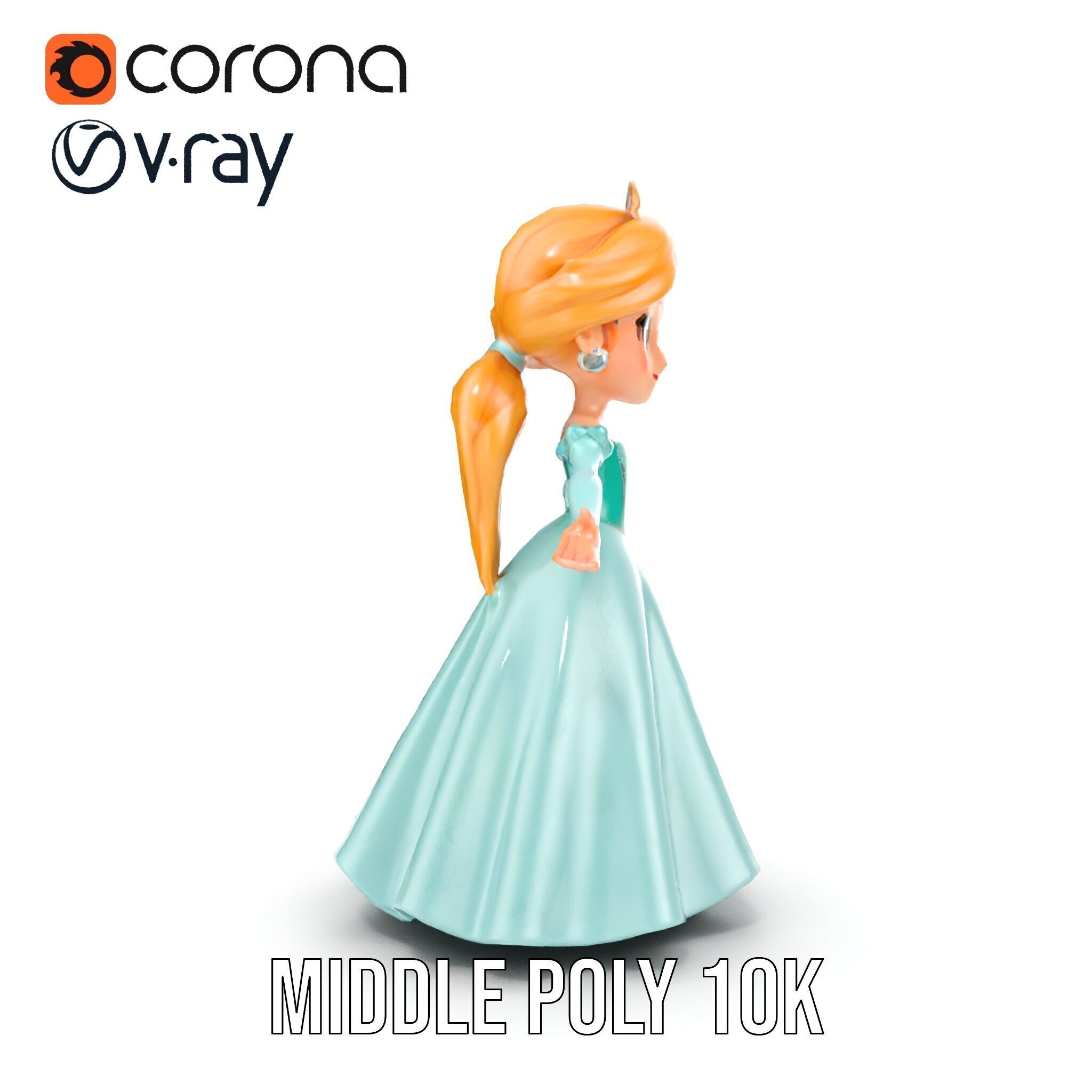Princess Character Model Rigged and Animated D Model Low-poly 3D model_25