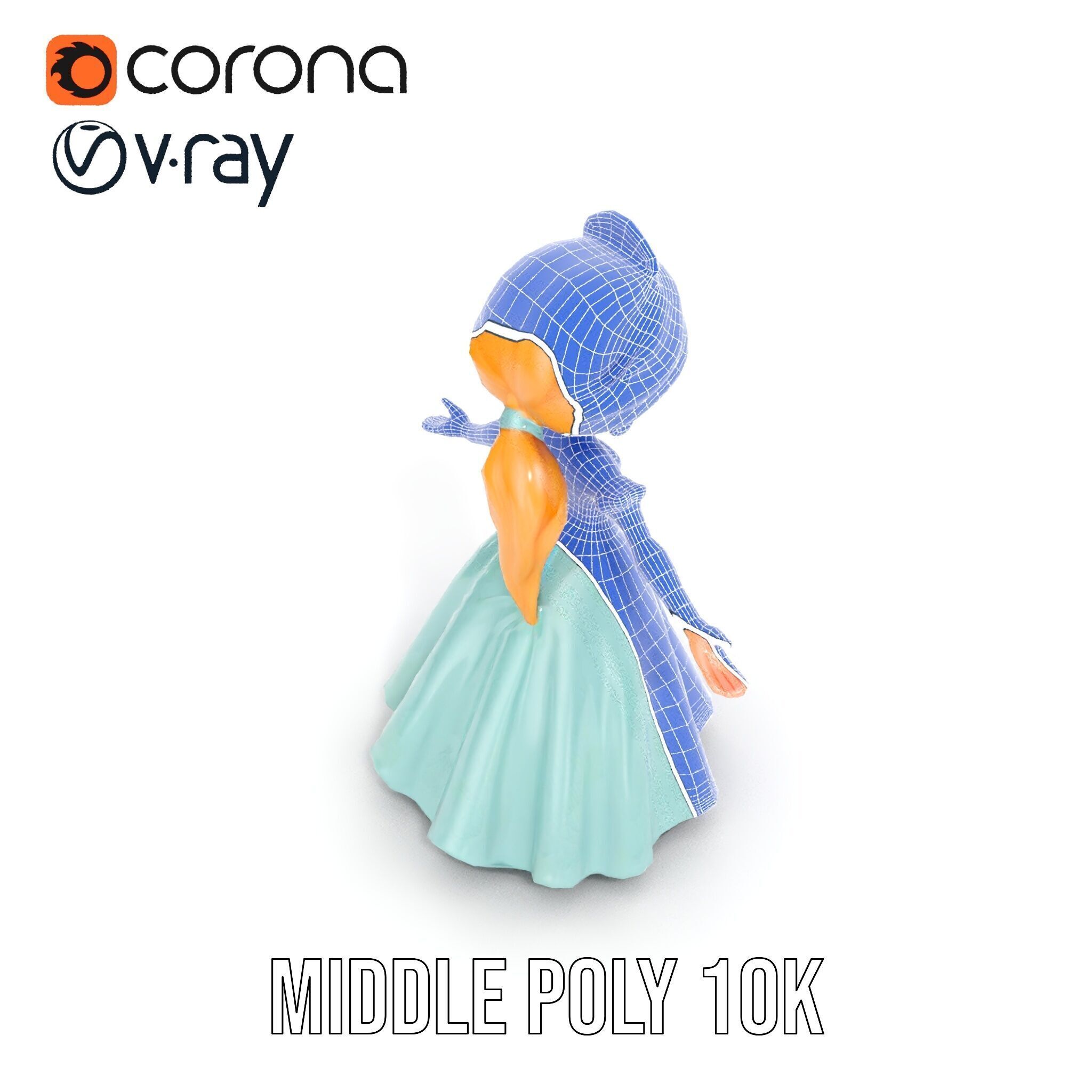 Princess Character Model Rigged and Animated D Model Low-poly 3D model_33