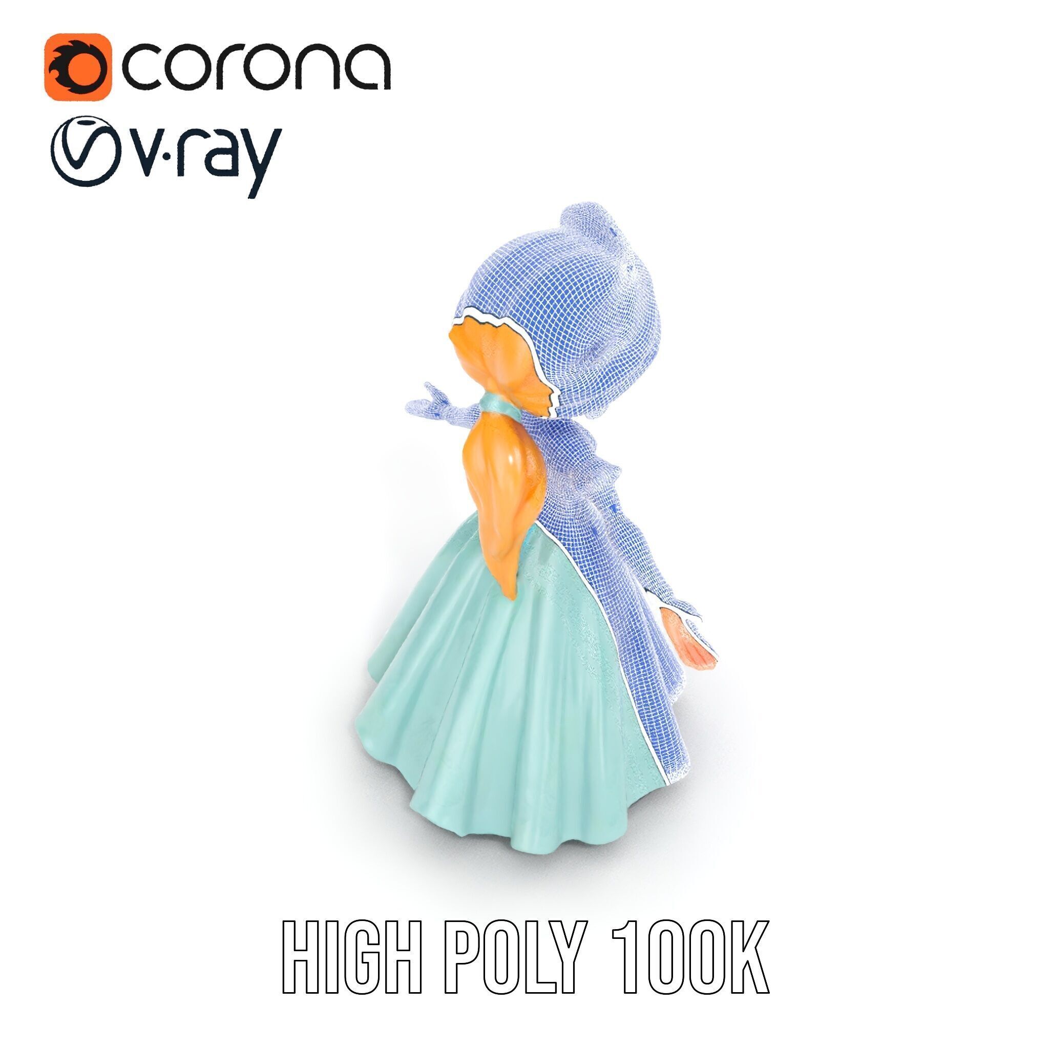 Princess Character Model Rigged and Animated D Model Low-poly 3D model_27