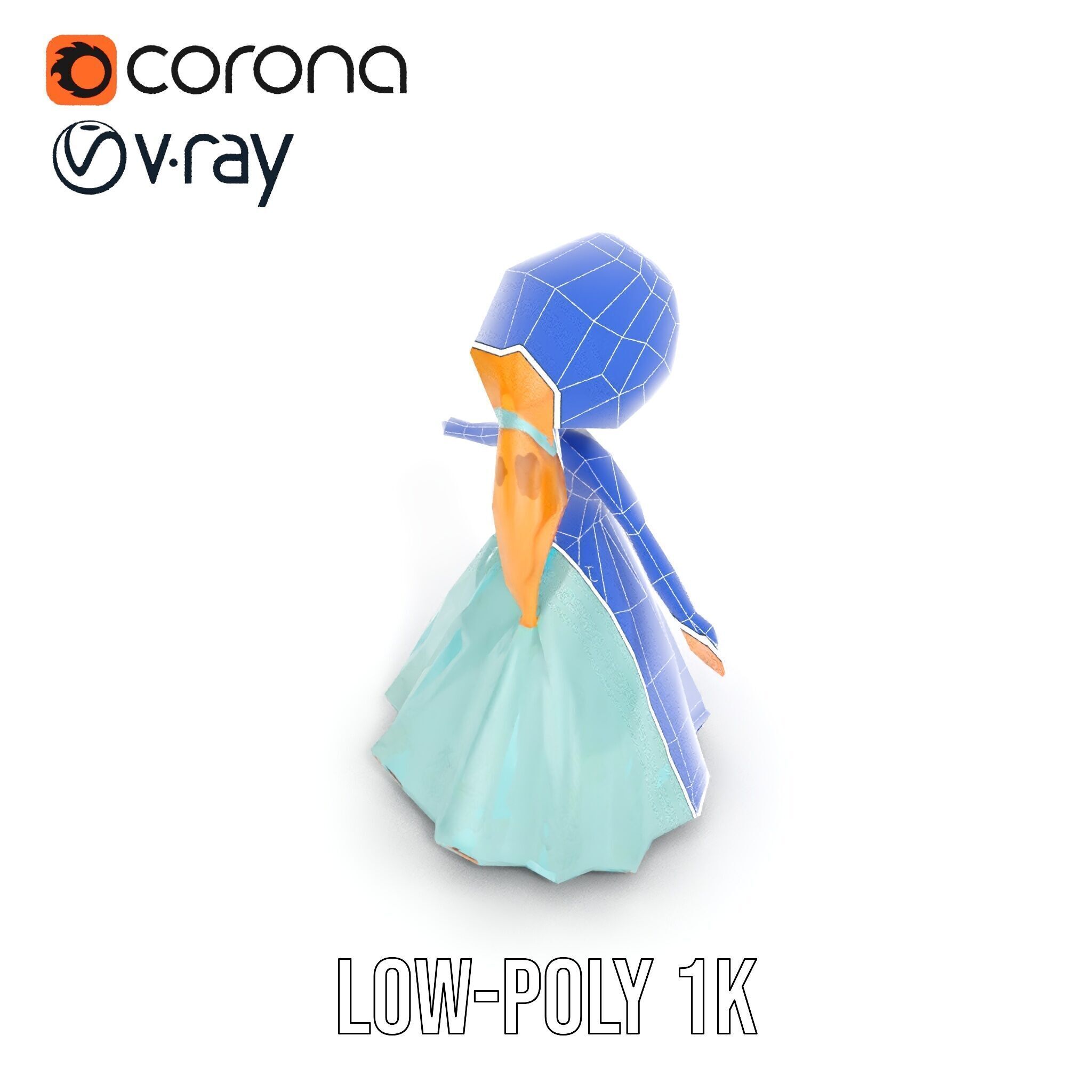 Princess Character Model Rigged and Animated D Model Low-poly 3D model_20