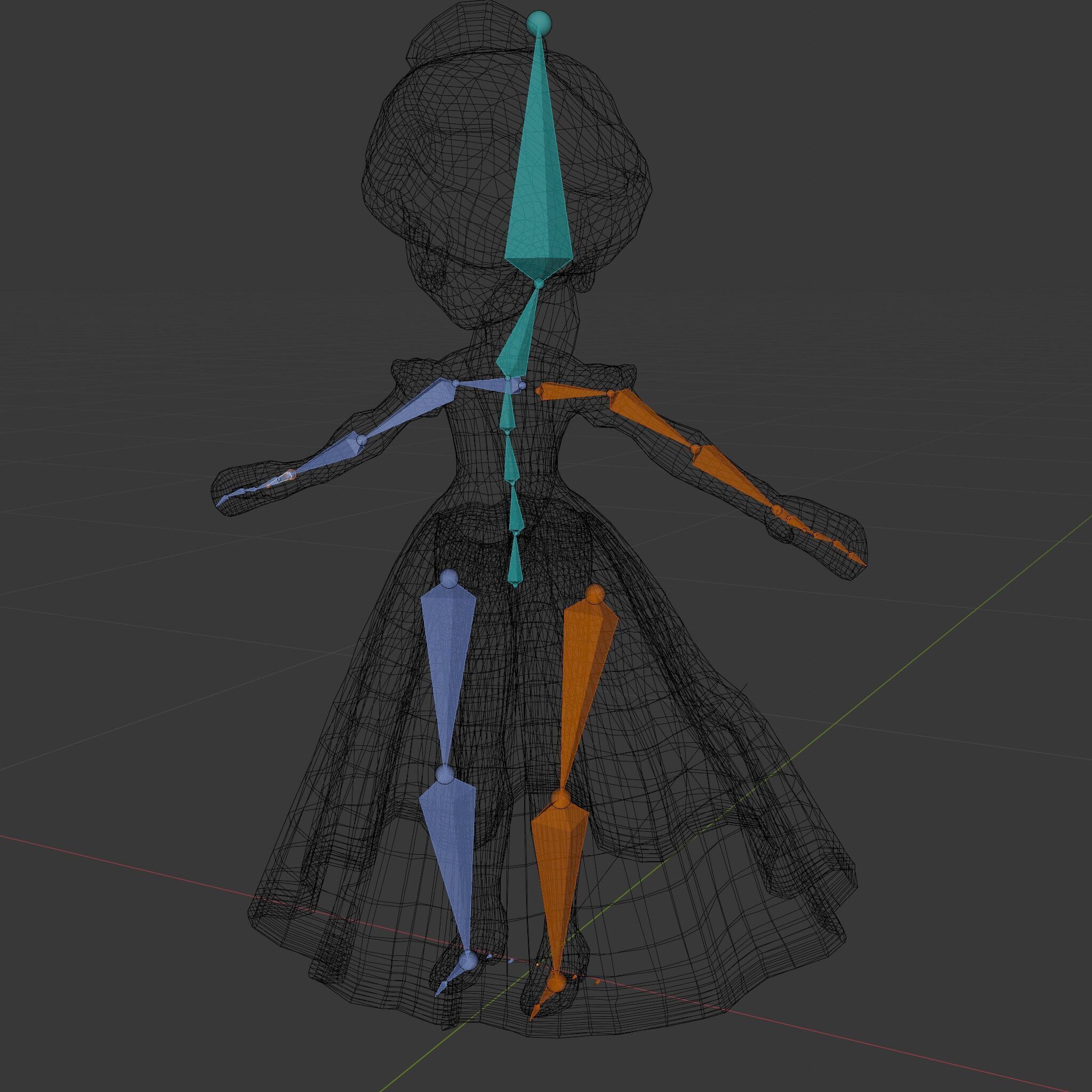 Princess Character Model Rigged and Animated D Model Low-poly 3D model_6