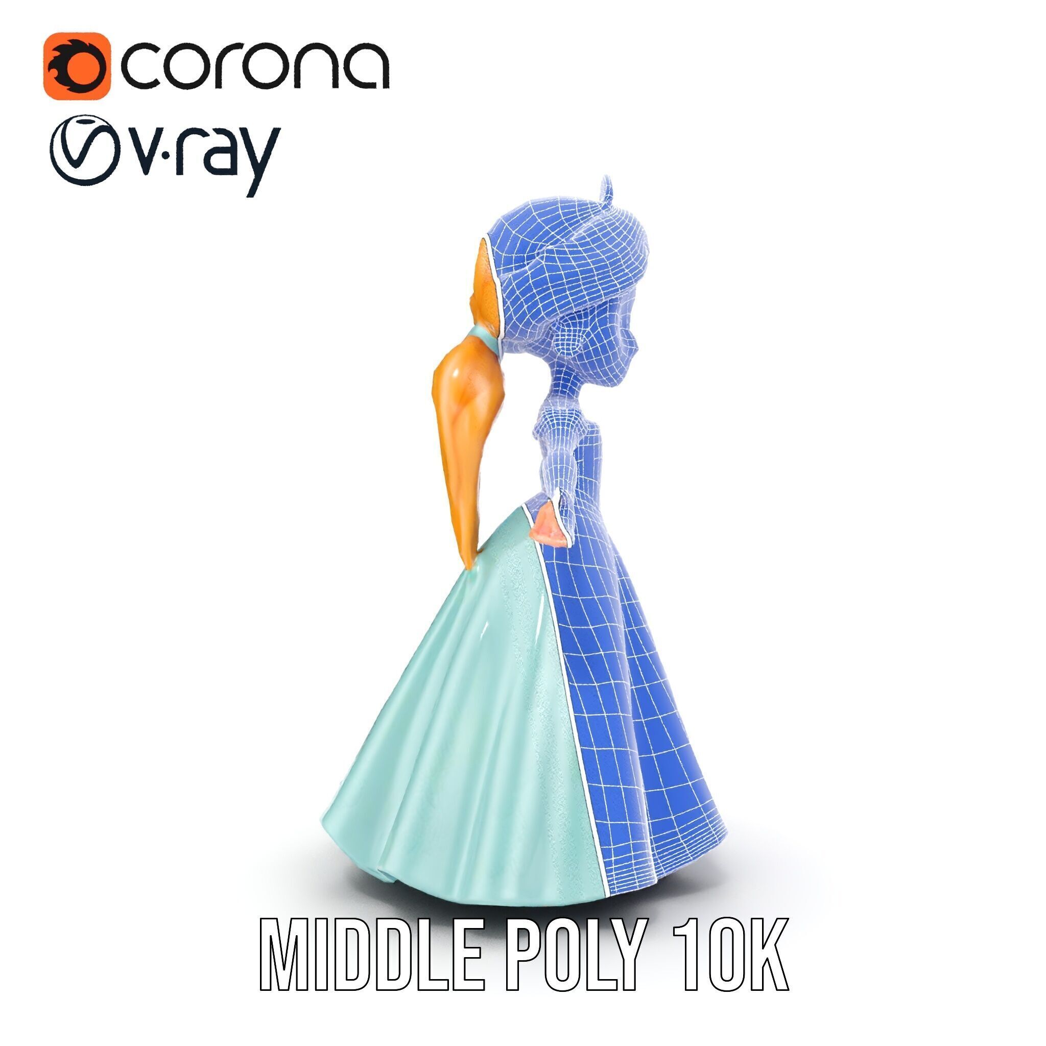 Princess Character Model Rigged and Animated D Model Low-poly 3D model_30