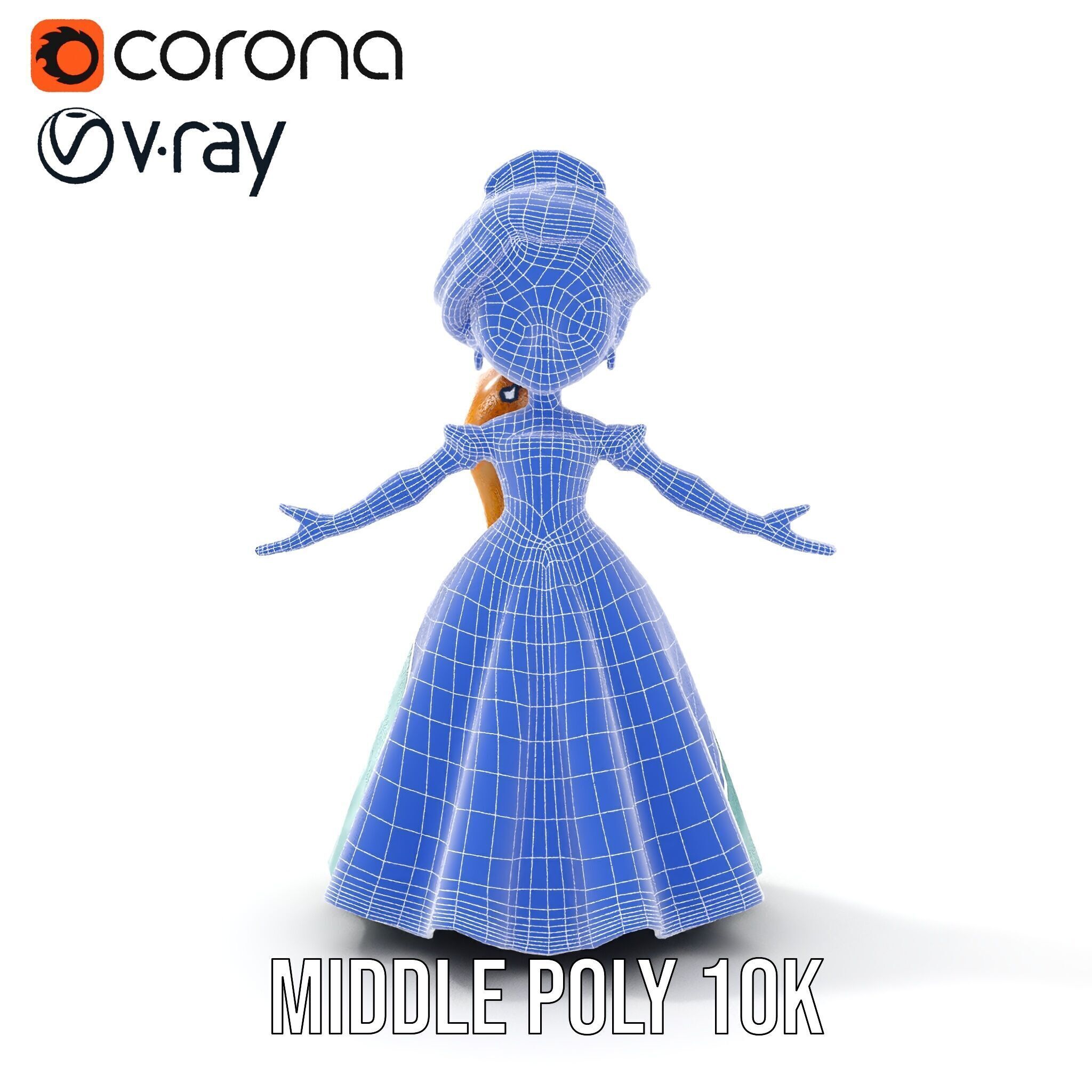 Princess Character Model Rigged and Animated D Model Low-poly 3D model_36