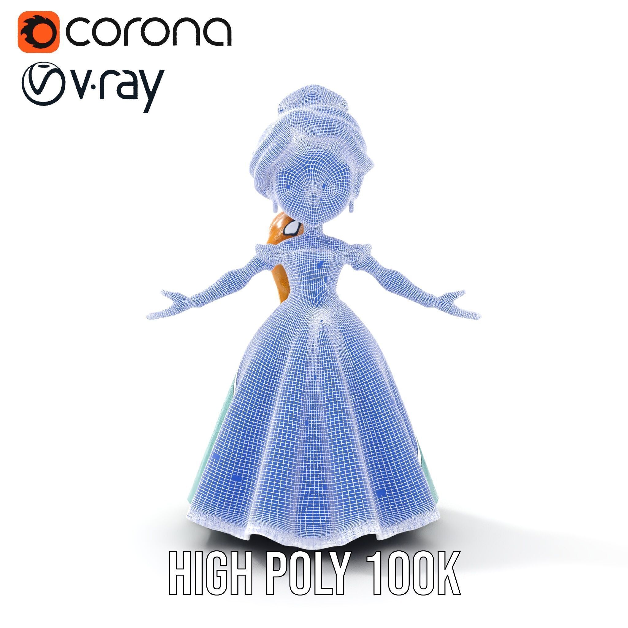 Princess Character Model Rigged and Animated D Model Low-poly 3D model_24