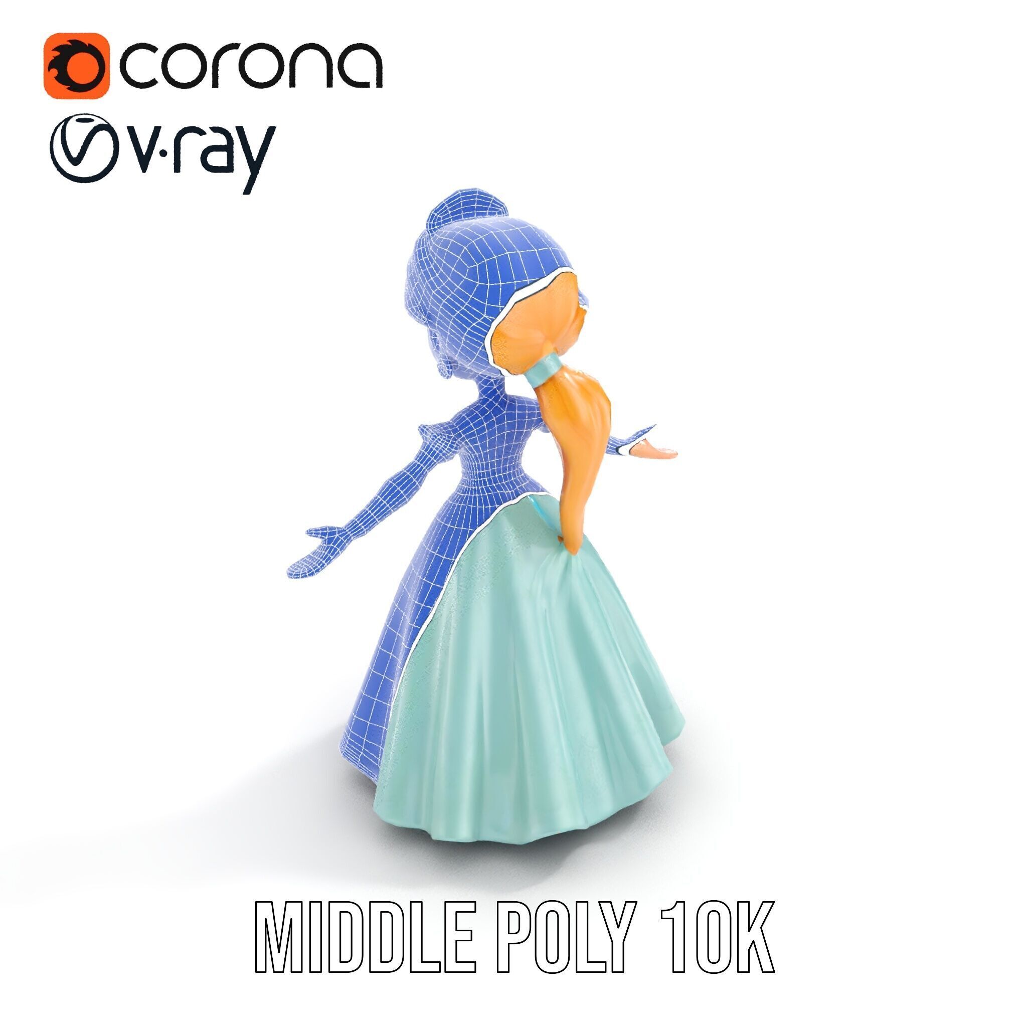 Princess Character Model Rigged and Animated D Model Low-poly 3D model_28