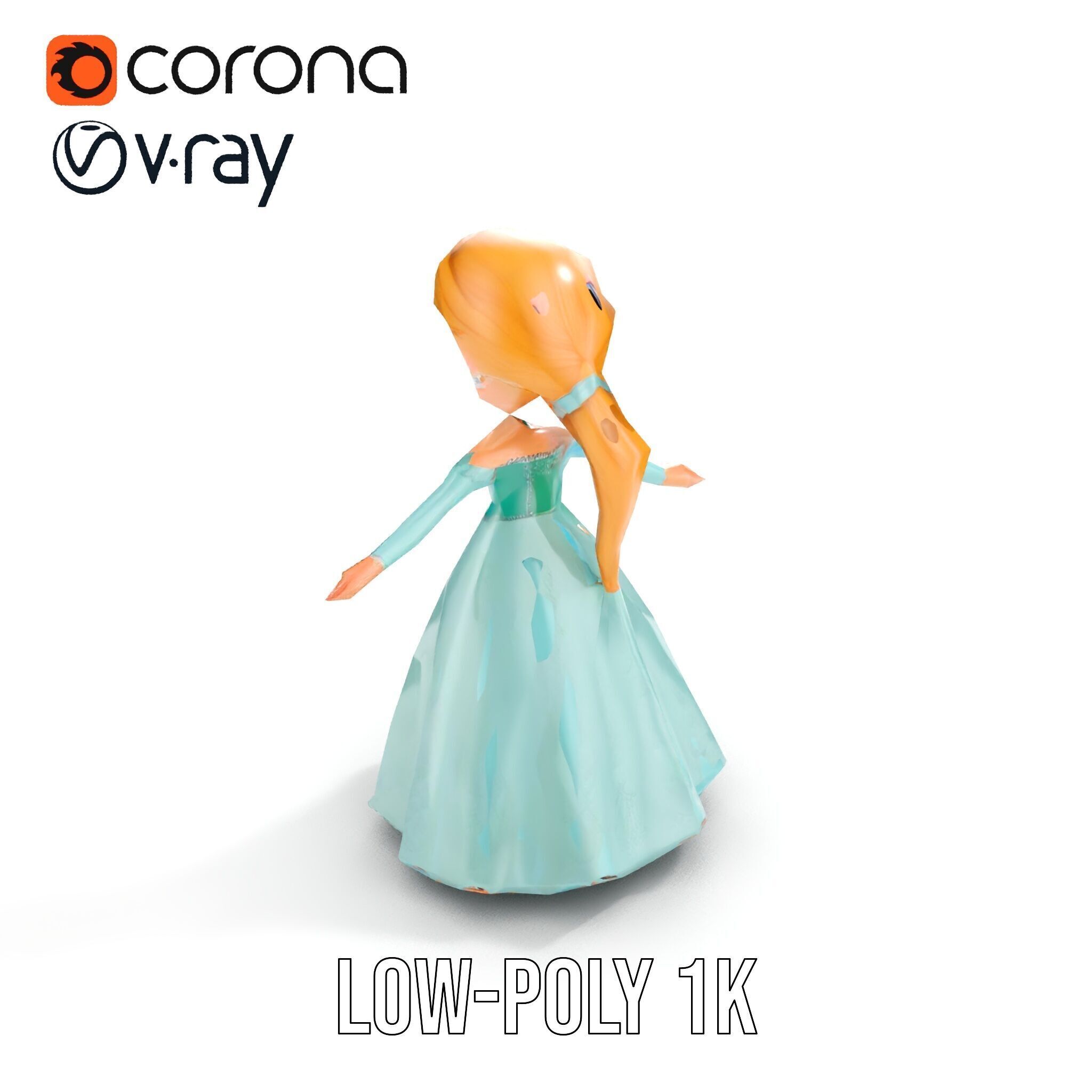 Princess Character Model Rigged and Animated D Model Low-poly 3D model_31