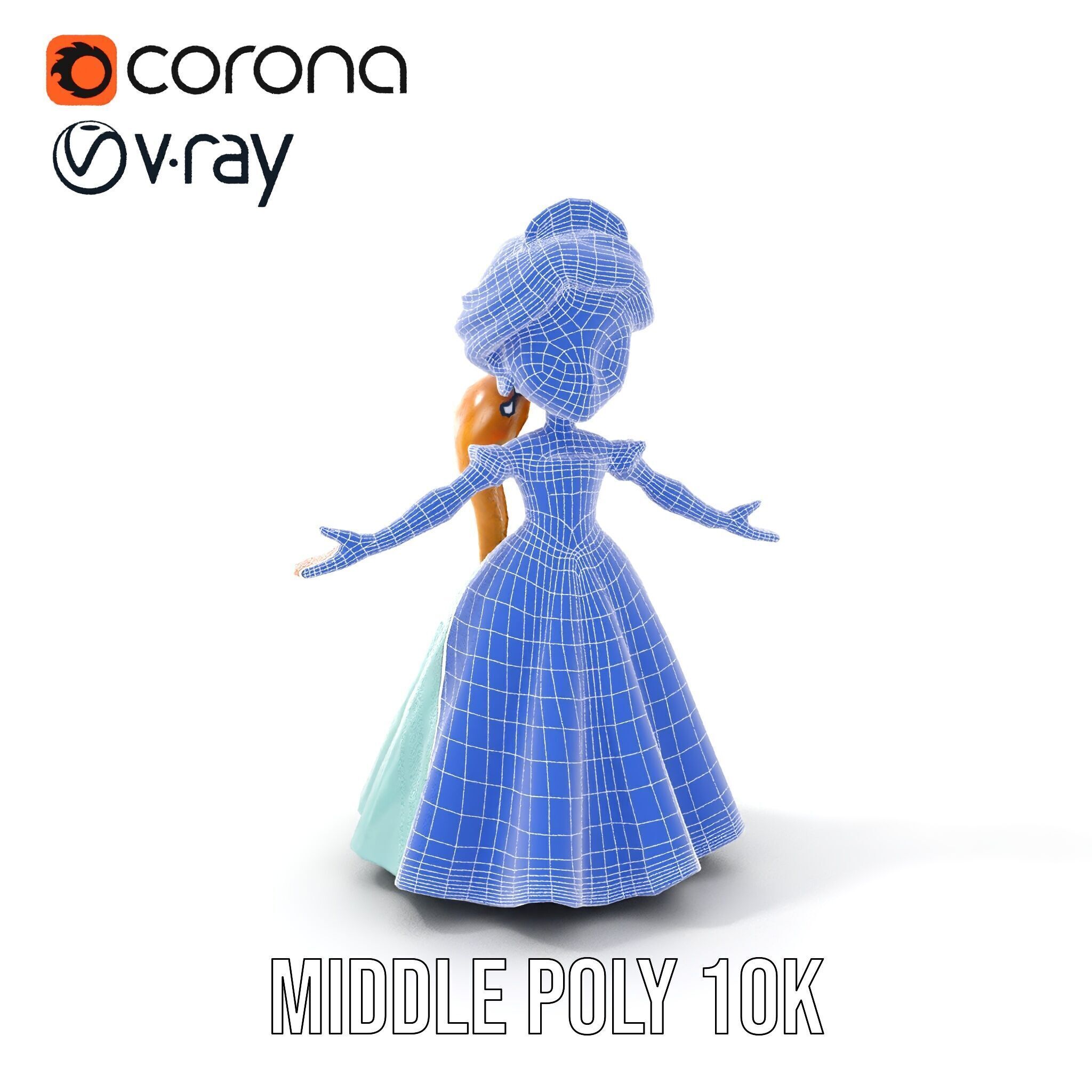 Princess Character Model Rigged and Animated D Model Low-poly 3D model_22