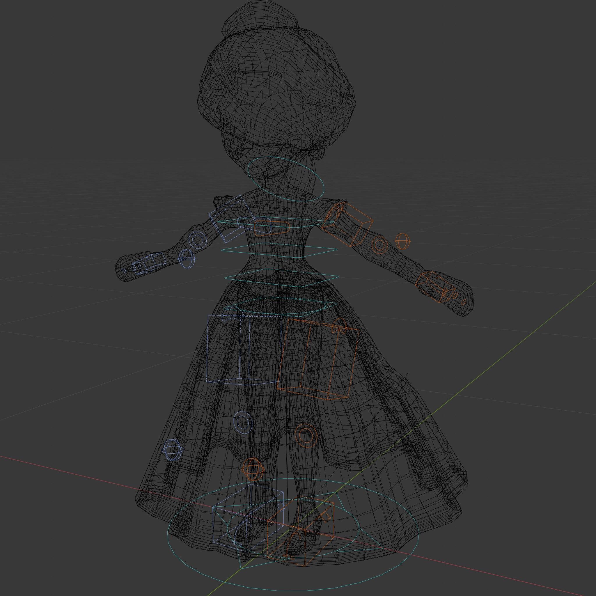 Princess Character Model Rigged and Animated D Model Low-poly 3D model_8