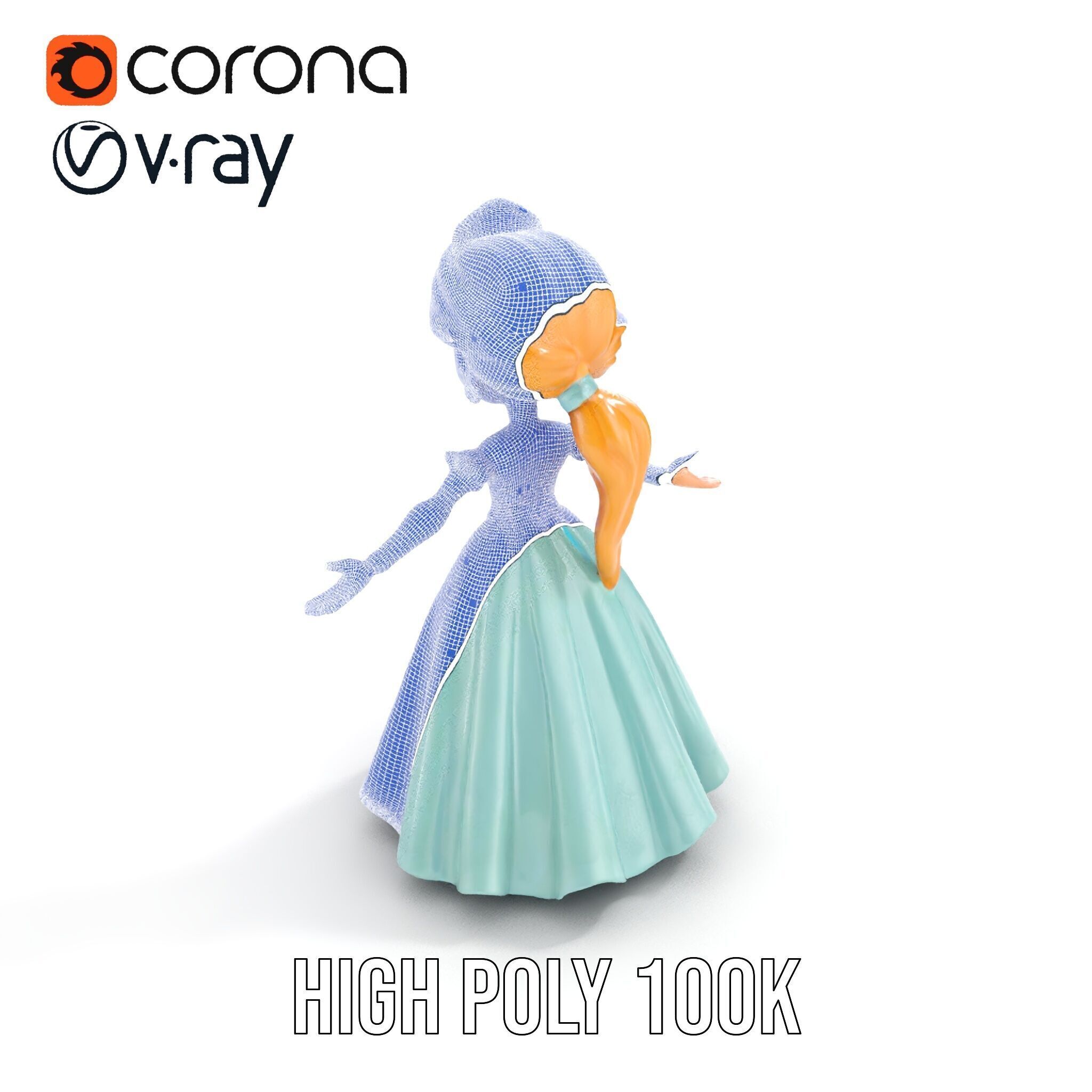 Princess Character Model Rigged and Animated D Model Low-poly 3D model_35