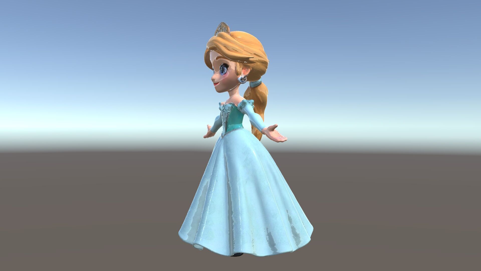 Princess Character Model Rigged and Animated D Model Low-poly 3D model_5