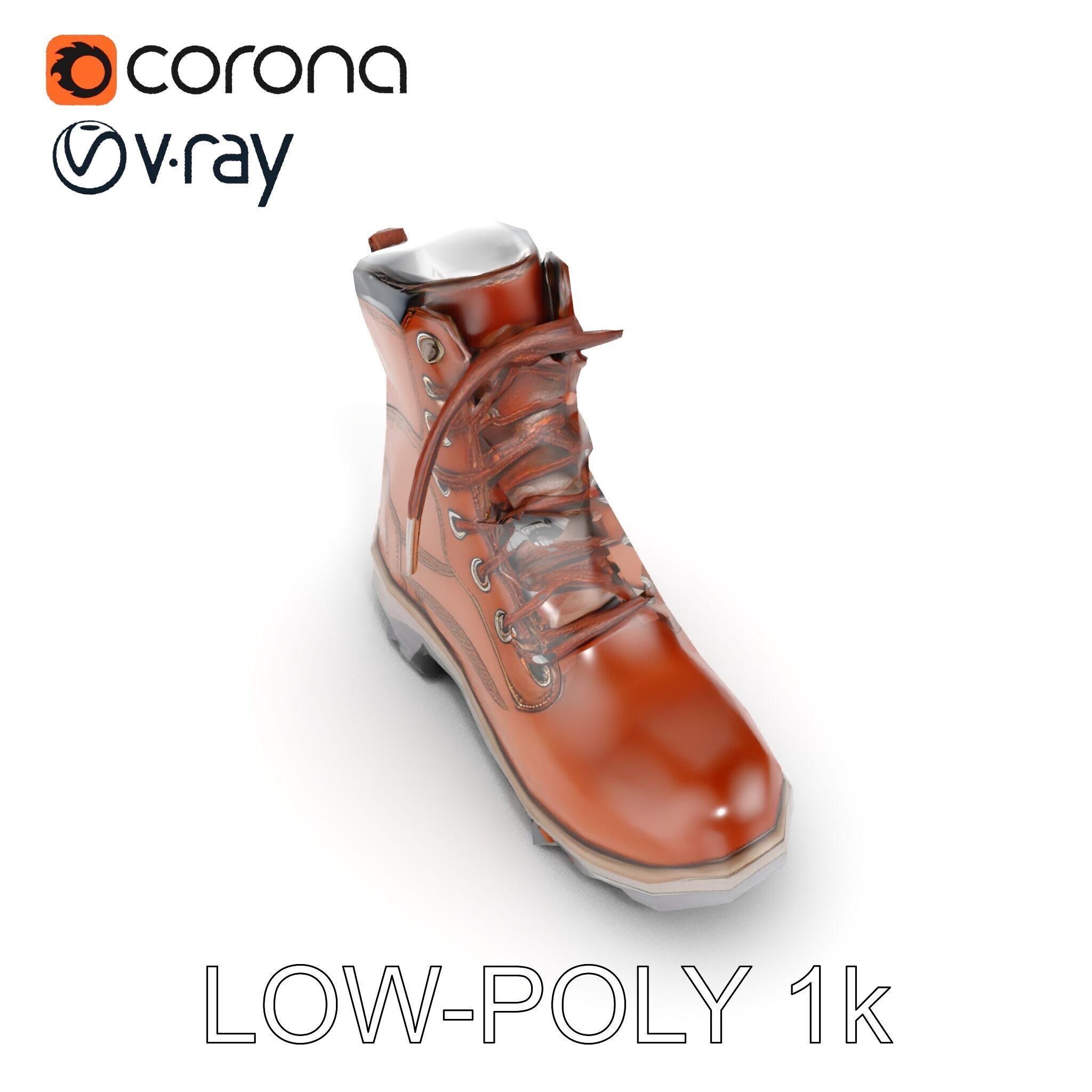 Leather Boot Model Pack with Detailed Textures Low-poly 3D model_28