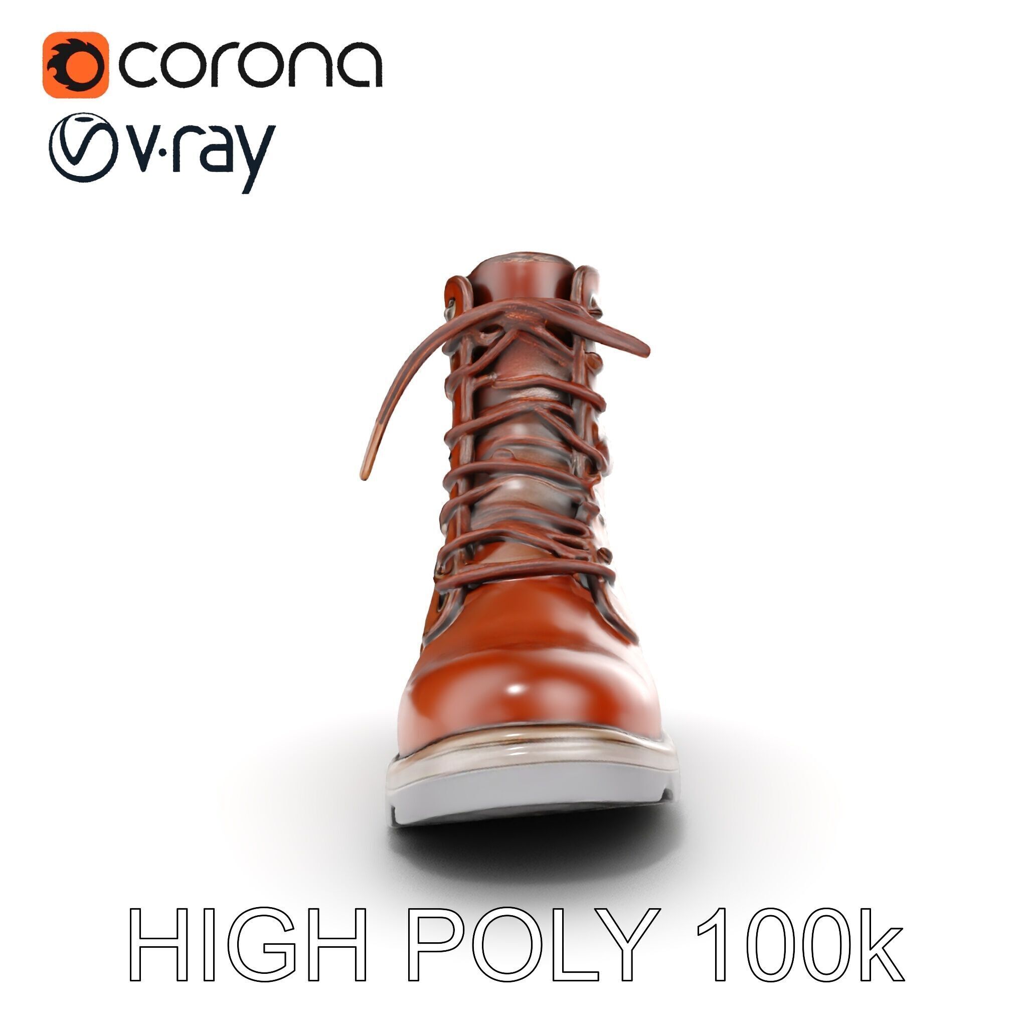 Leather Boot Model Pack with Detailed Textures Low-poly 3D model_18